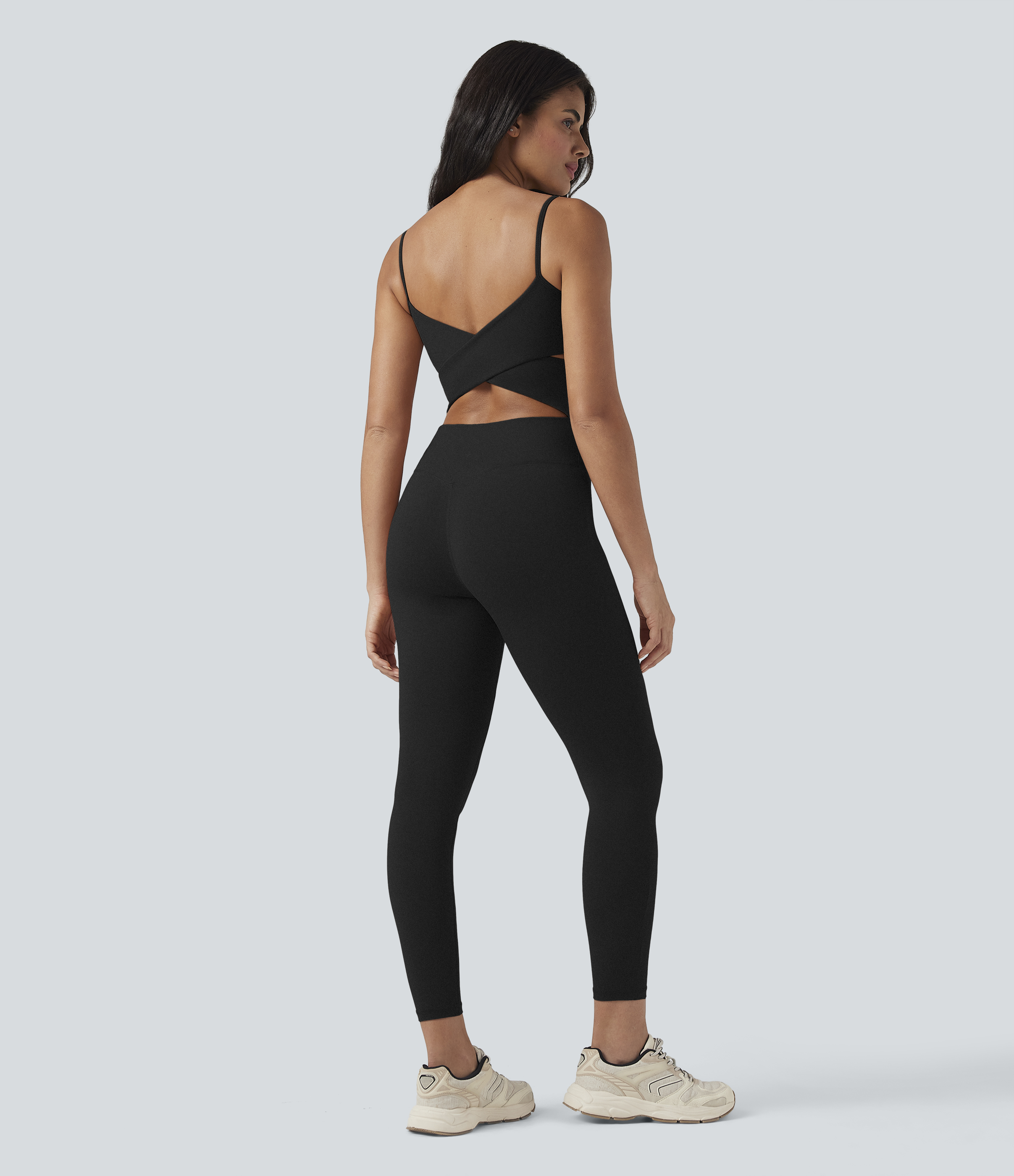Black SoftlyZero™ Airy U Neck InstantCool Yoga Jumpsuit-Easy Peezy Edition / 2