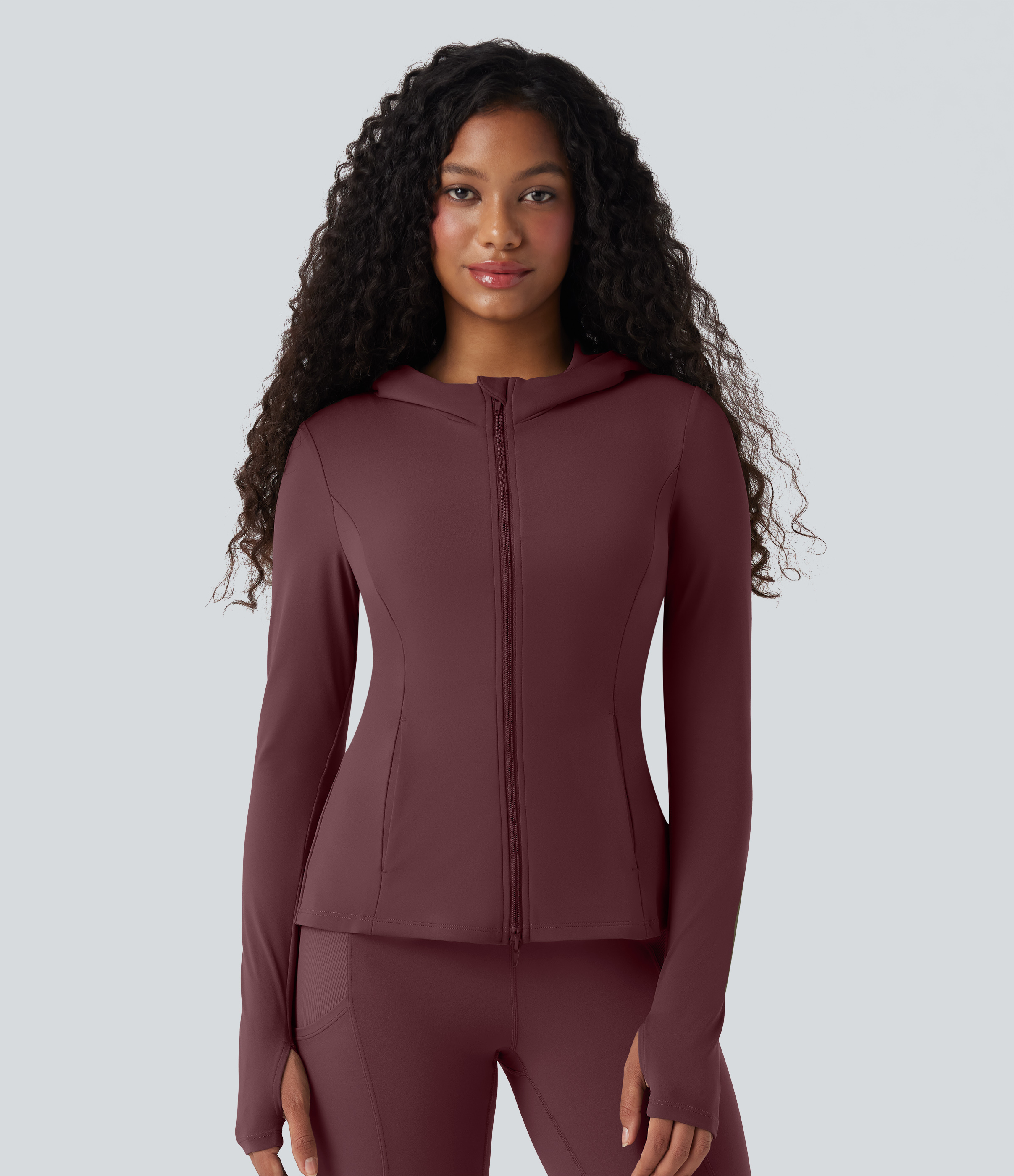 SoftlyZero™ Hooded Long Sleeve Thumb Hole Pleated Jacket with Pockets-UPF50+