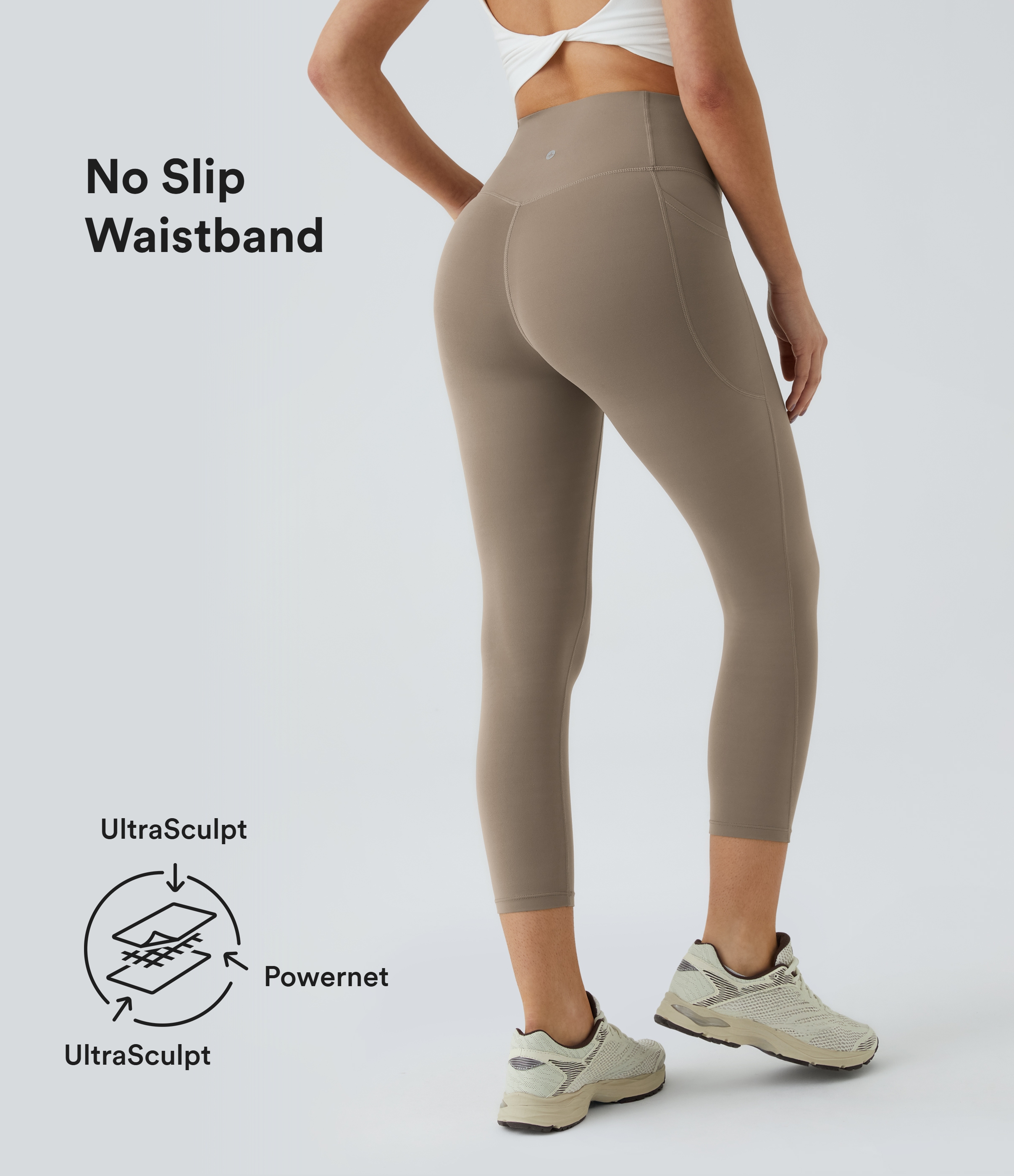 High-waisted side pocket shaping training capri leggings