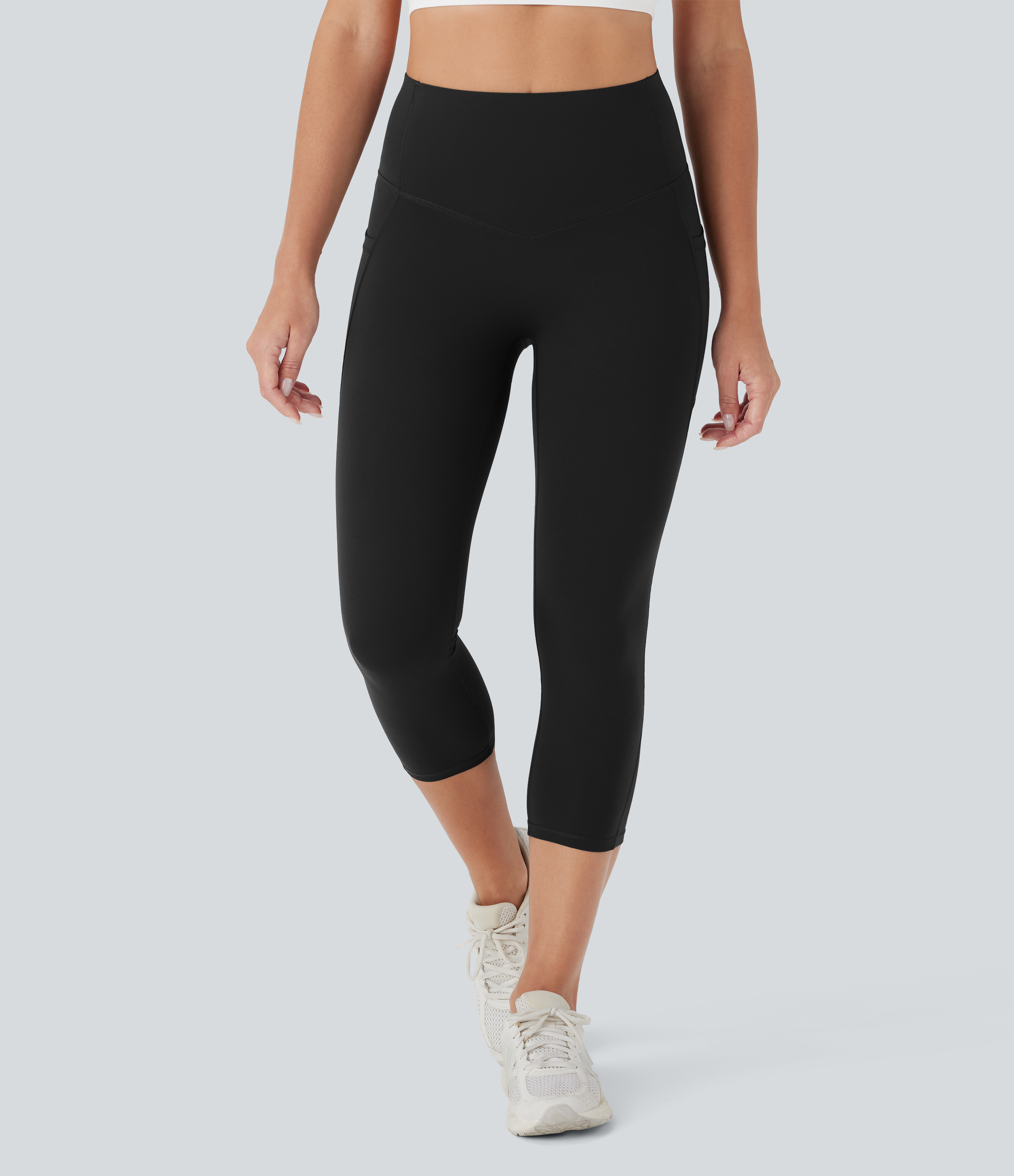 Black Halara UltraSculpt™ High Waisted Butt Lifting Tummy Control Shaping Capri Tights Women Active Scrunch Leggings with Pockets / 2