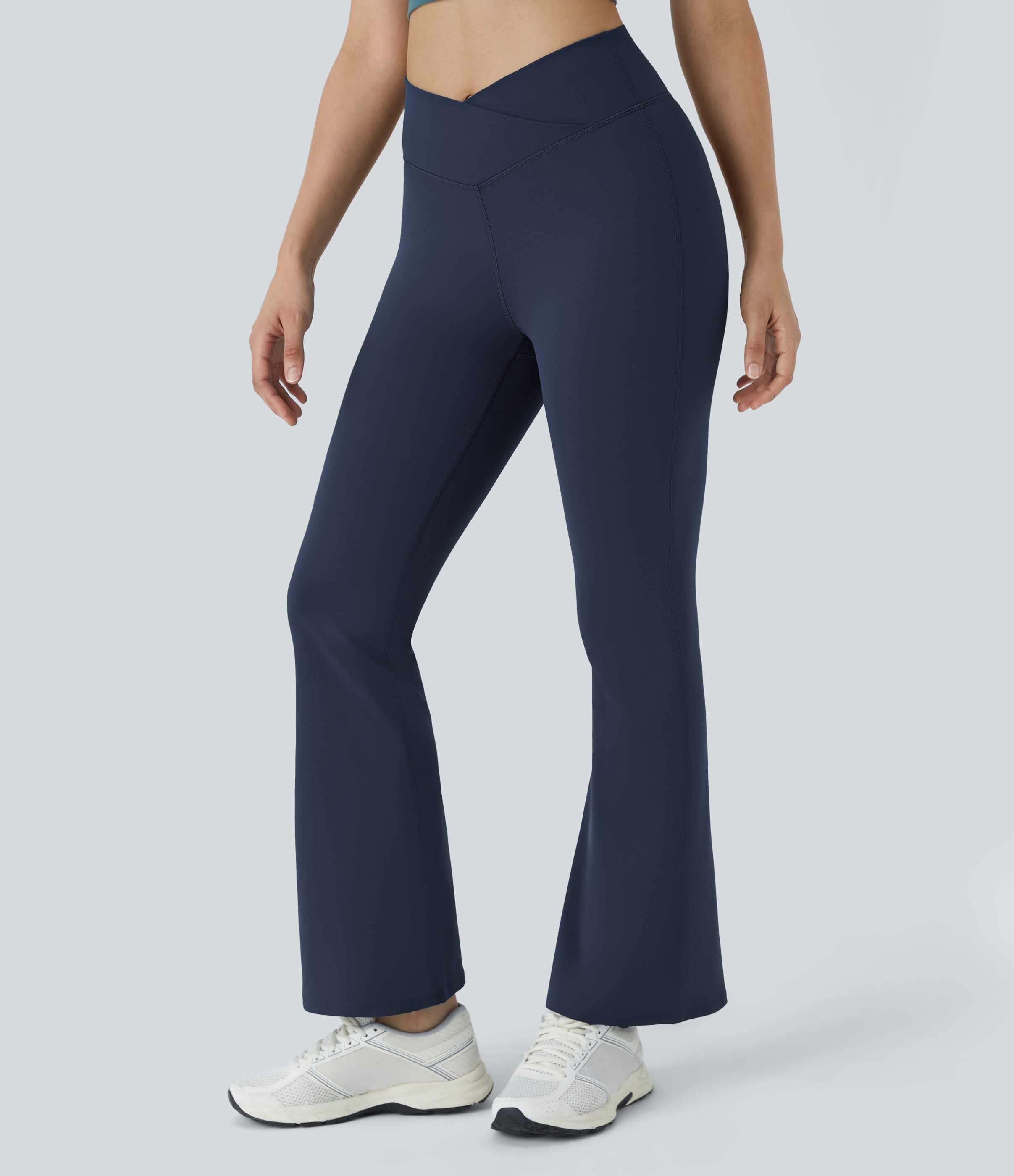 Women's High Waisted Crossover Flare Yoga Leggings - Halara