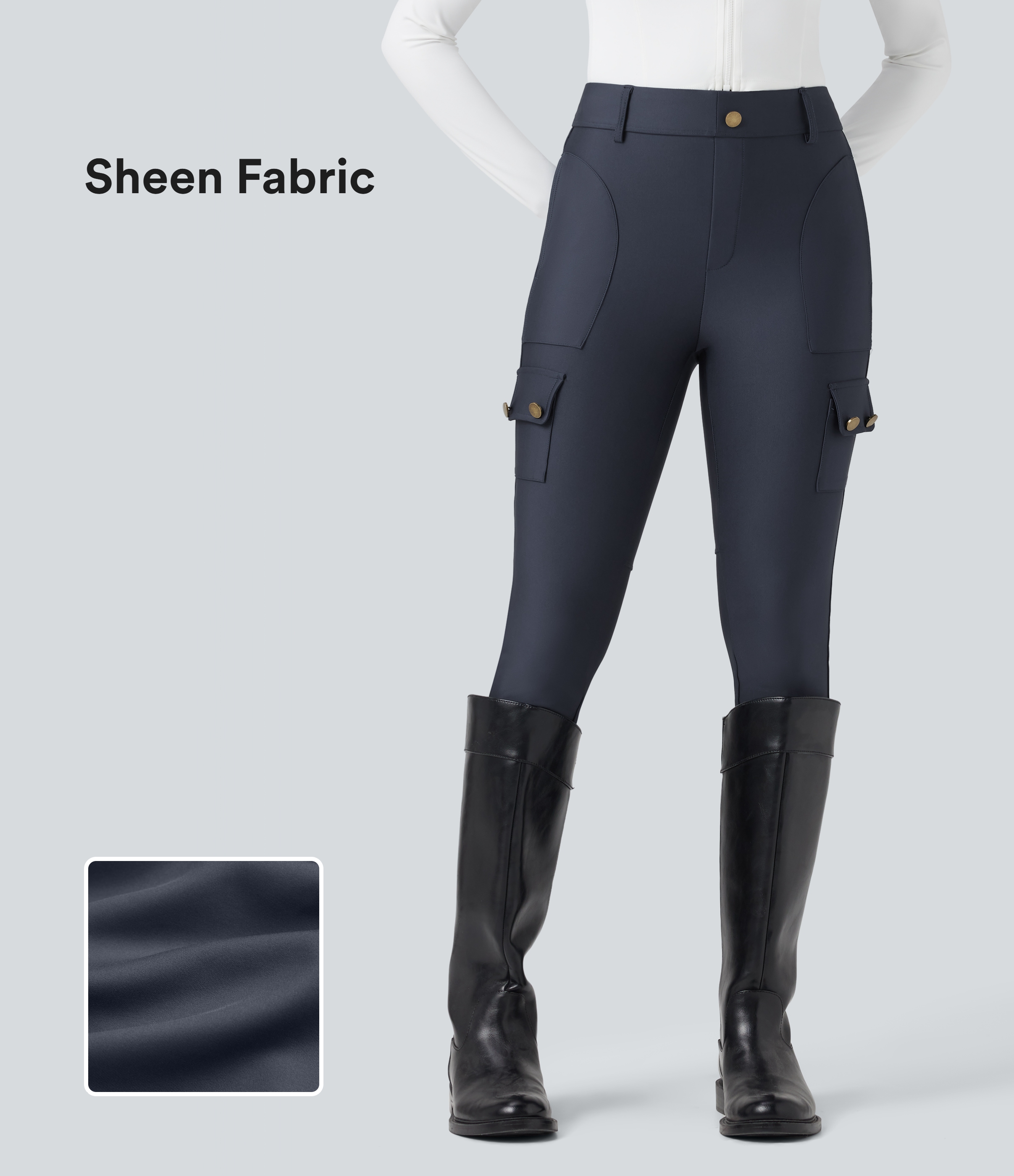 High Waisted Sheen 7/8 Leggings with Pockets