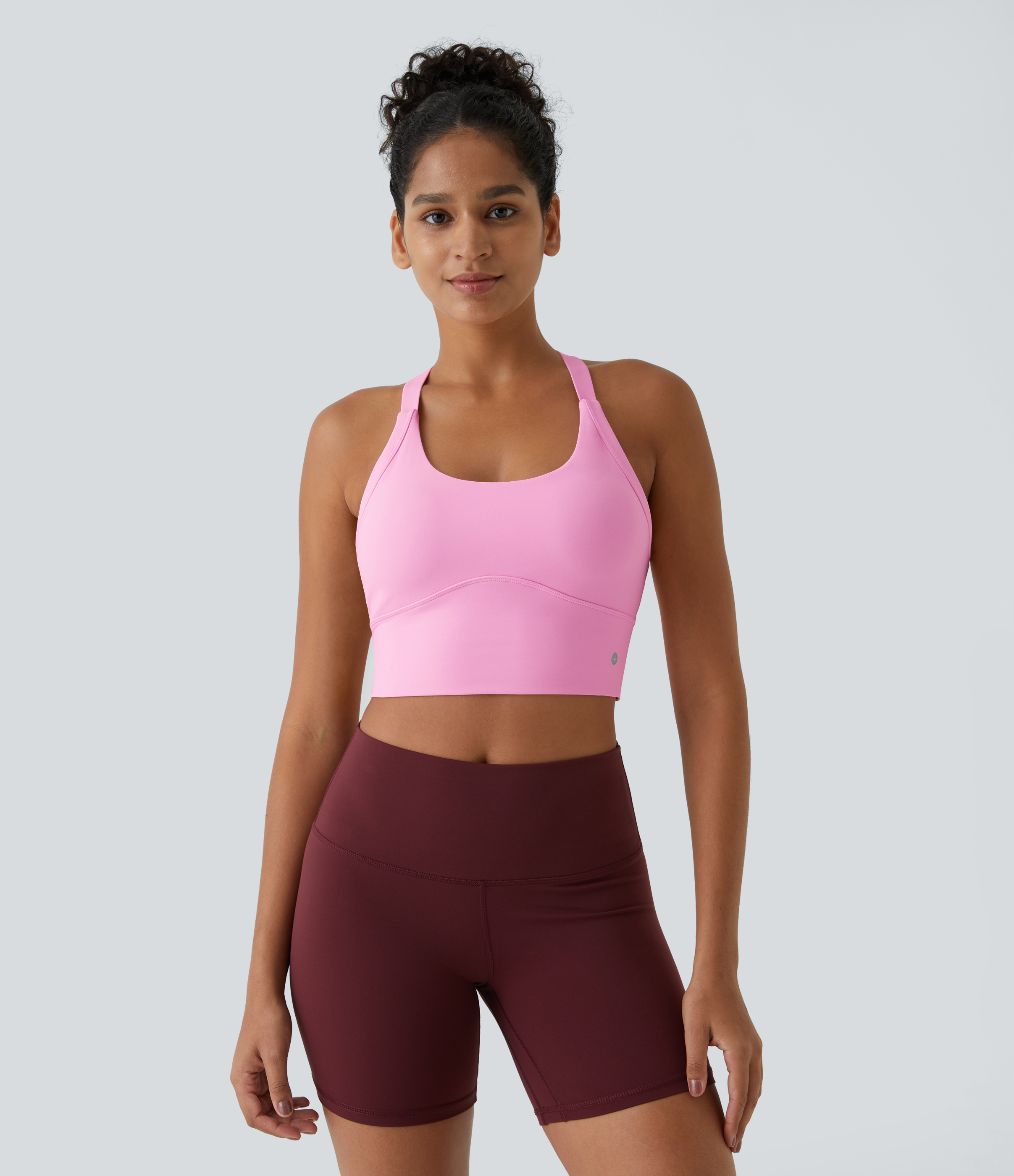 Nosegay Top corto de yoga SoftlyZero™ Plush afelpado con abertura en copas D-F / 2