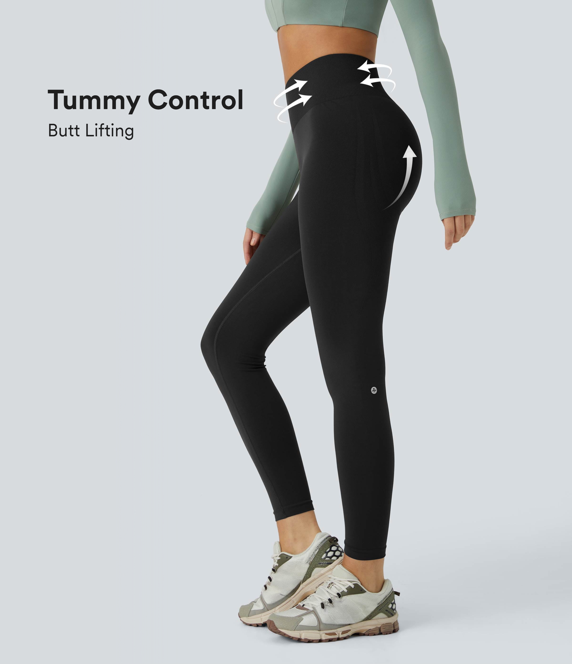 Leggings yoga tiro medio control abdomen realce glúteo 7/8 sin costura