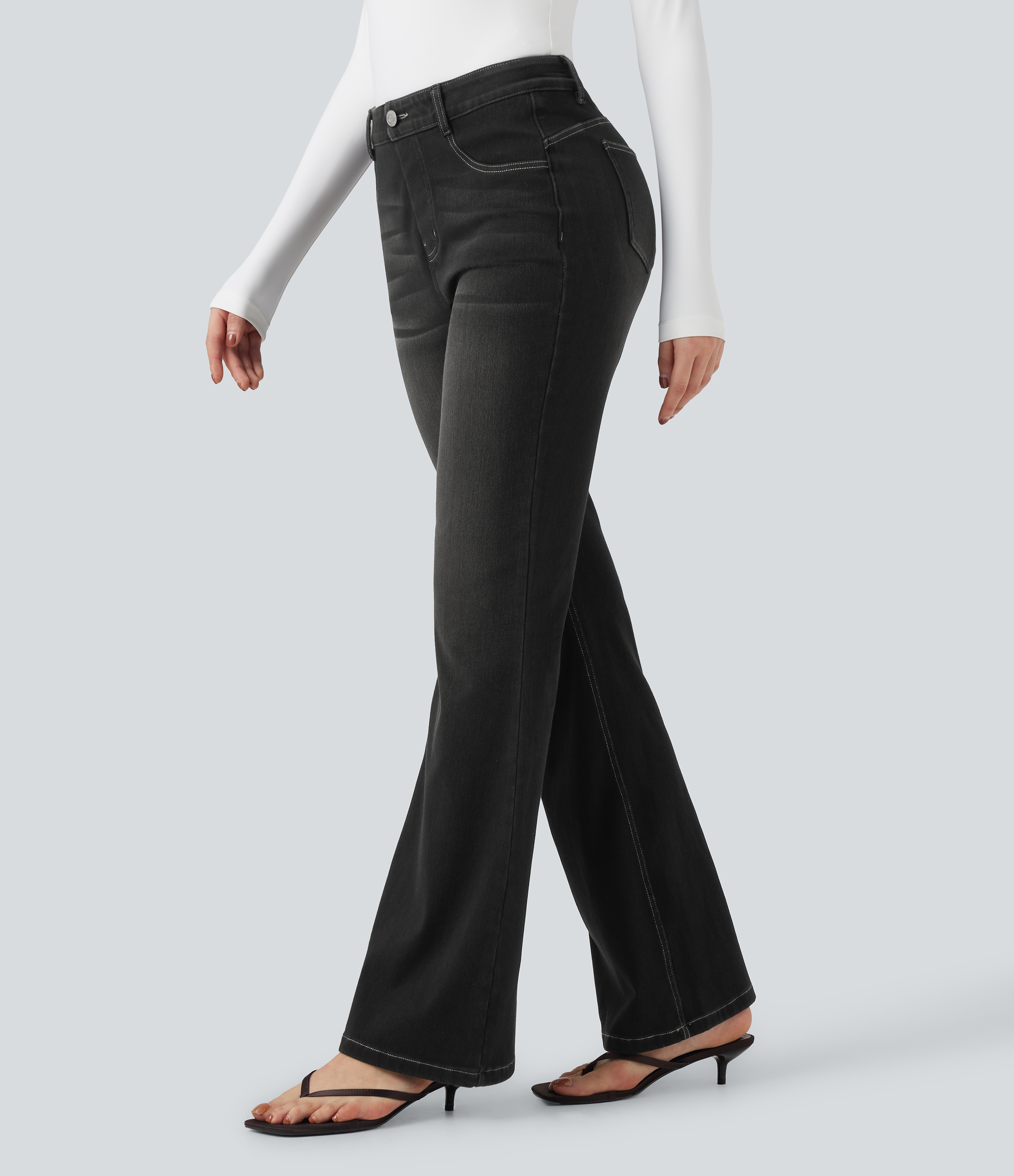 Halara Flex™ High Waisted Tummy Control Butt Lifting Denim Casual Bootcut Leggings with Pockets