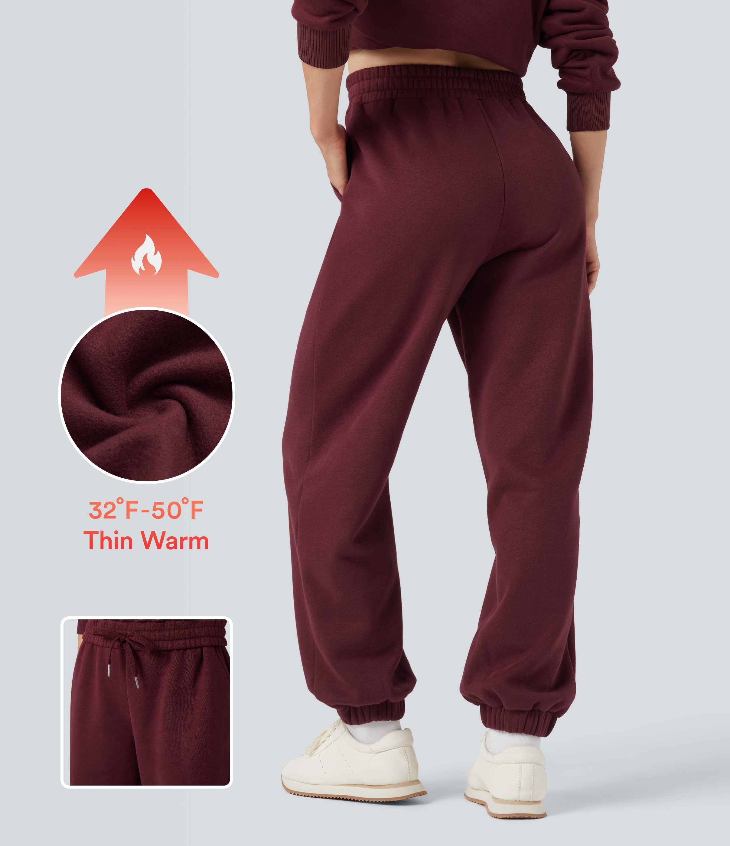 Chocolate Truffle Joggers casuales de polar con tiro alto, cordón ajustable y bolsillos / 1