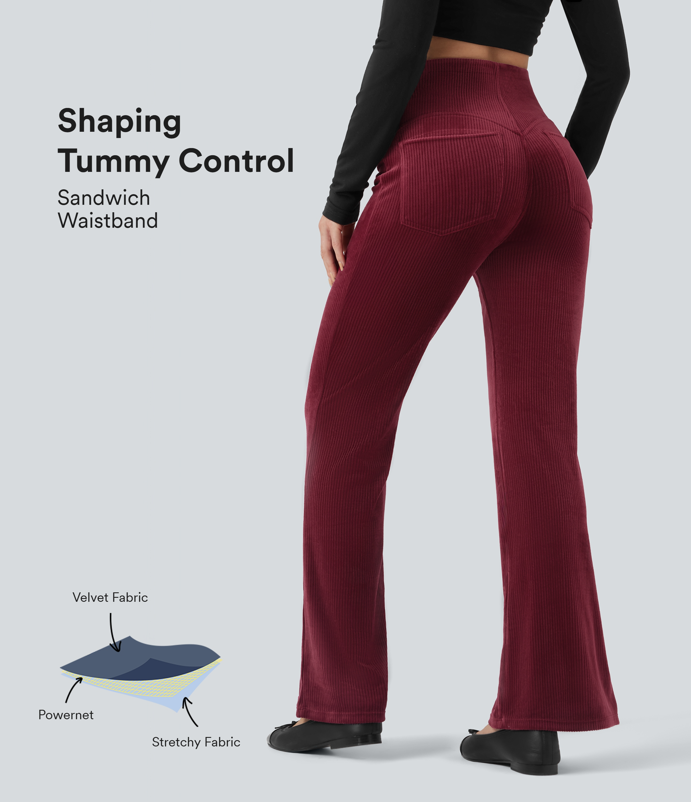 Eva High Waist Flare Tummy Control Double Button WB