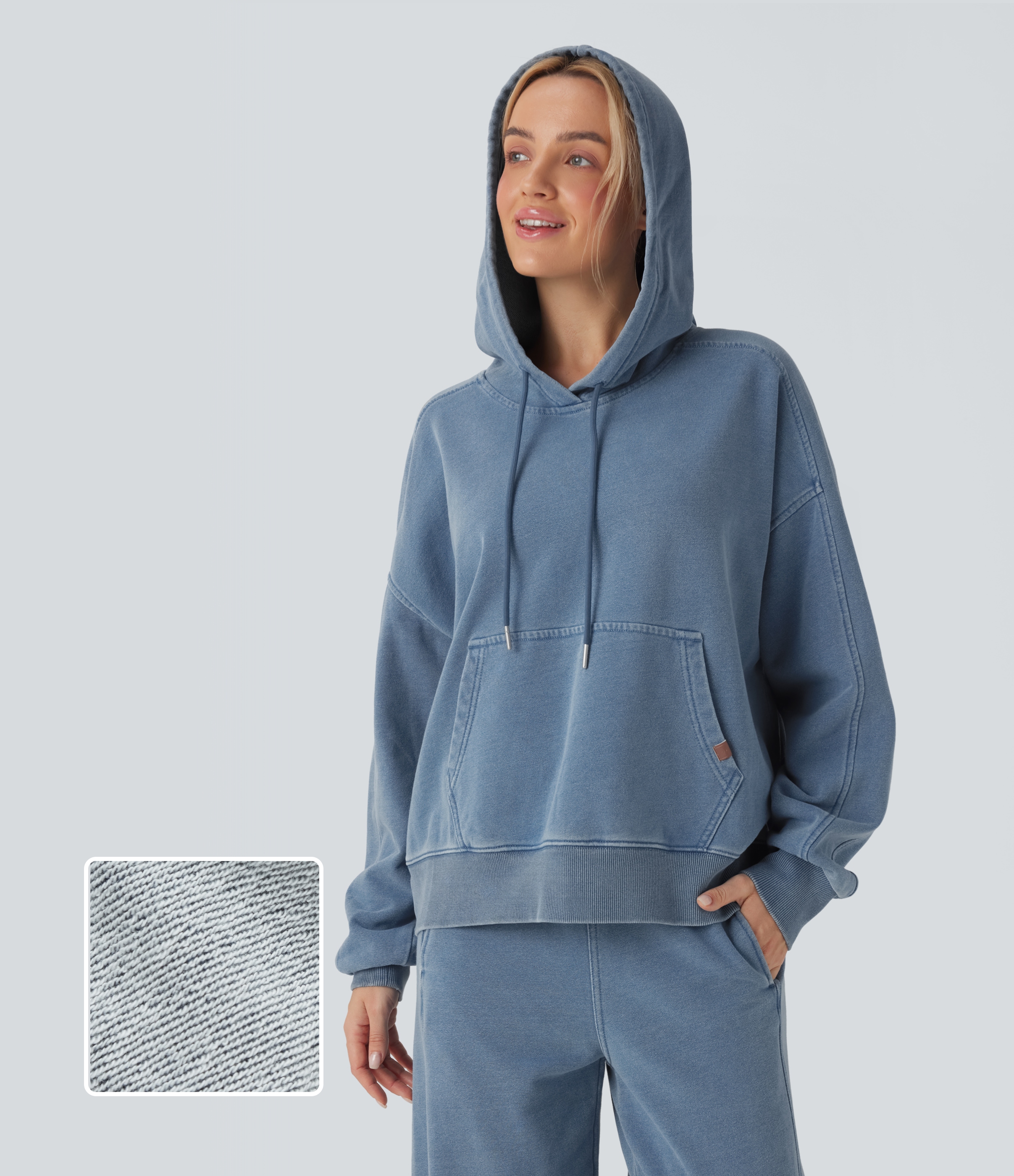 Sweat à capuche décontracté en denim Halara Flex™ avec poche