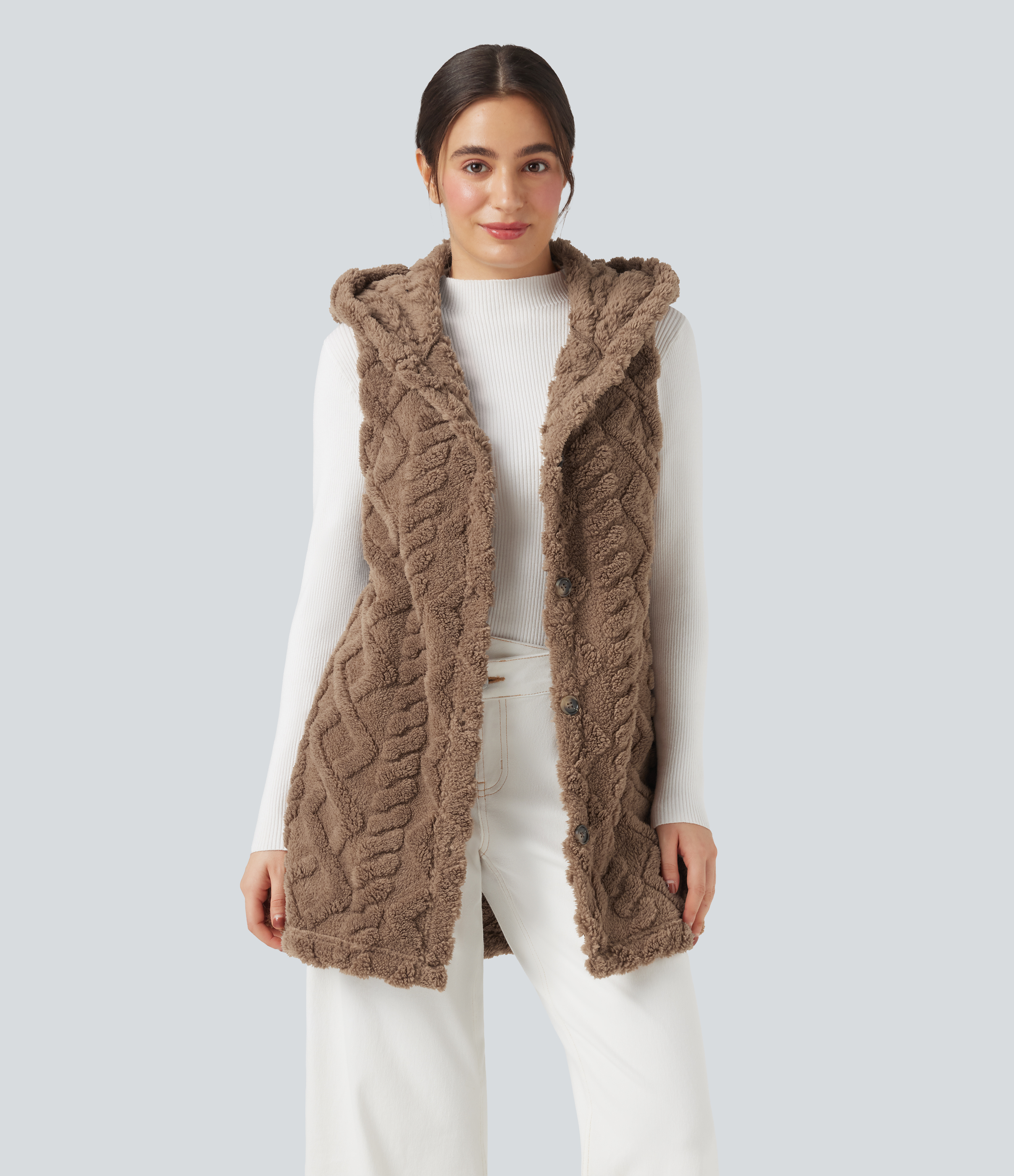 Gilet sherpa à capuche