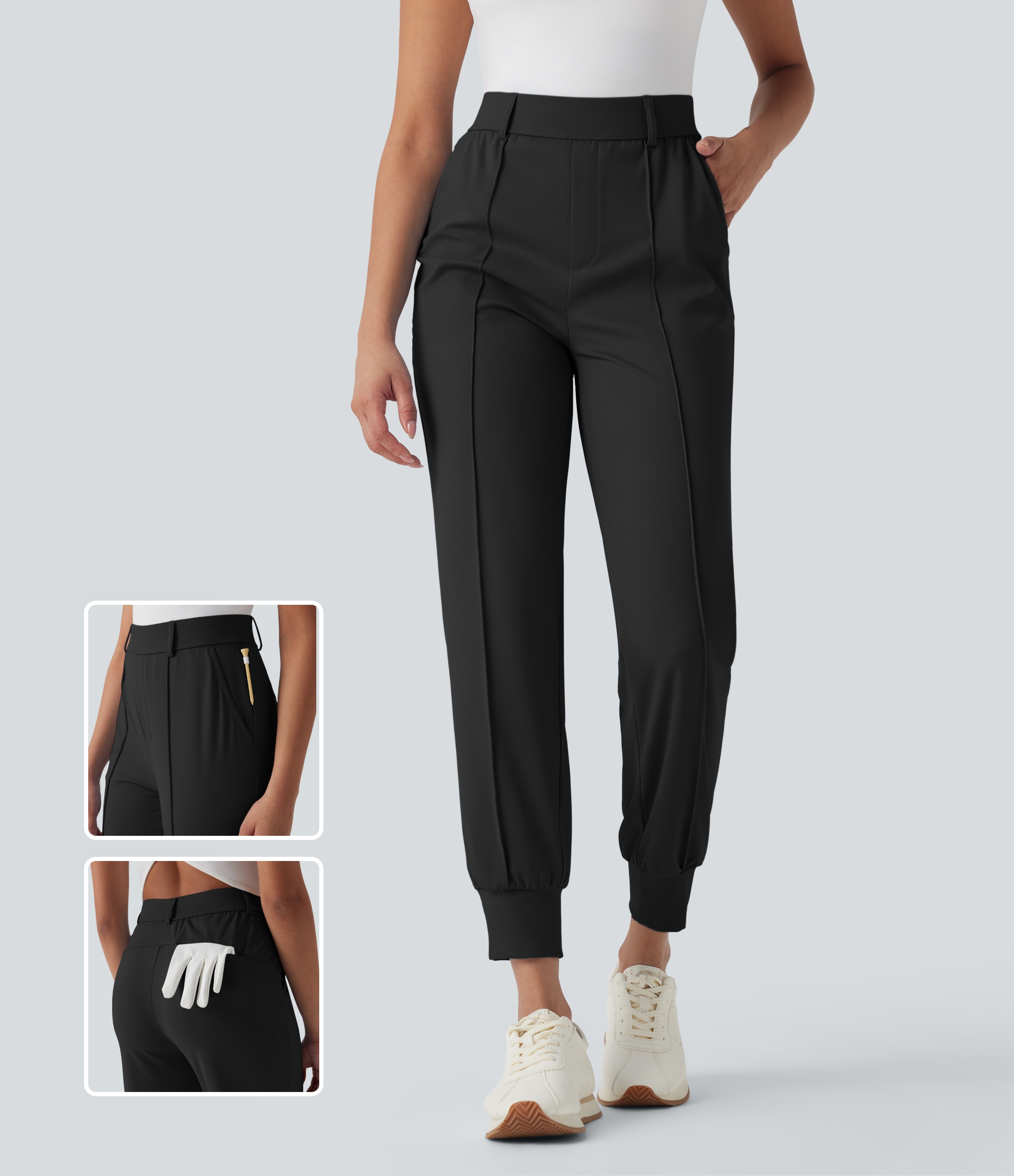 Golf-Jogginghose mit hohem Bund, Seitentaschen und Golf-Tee-Taschen - UPF40+, schnelltrocknend