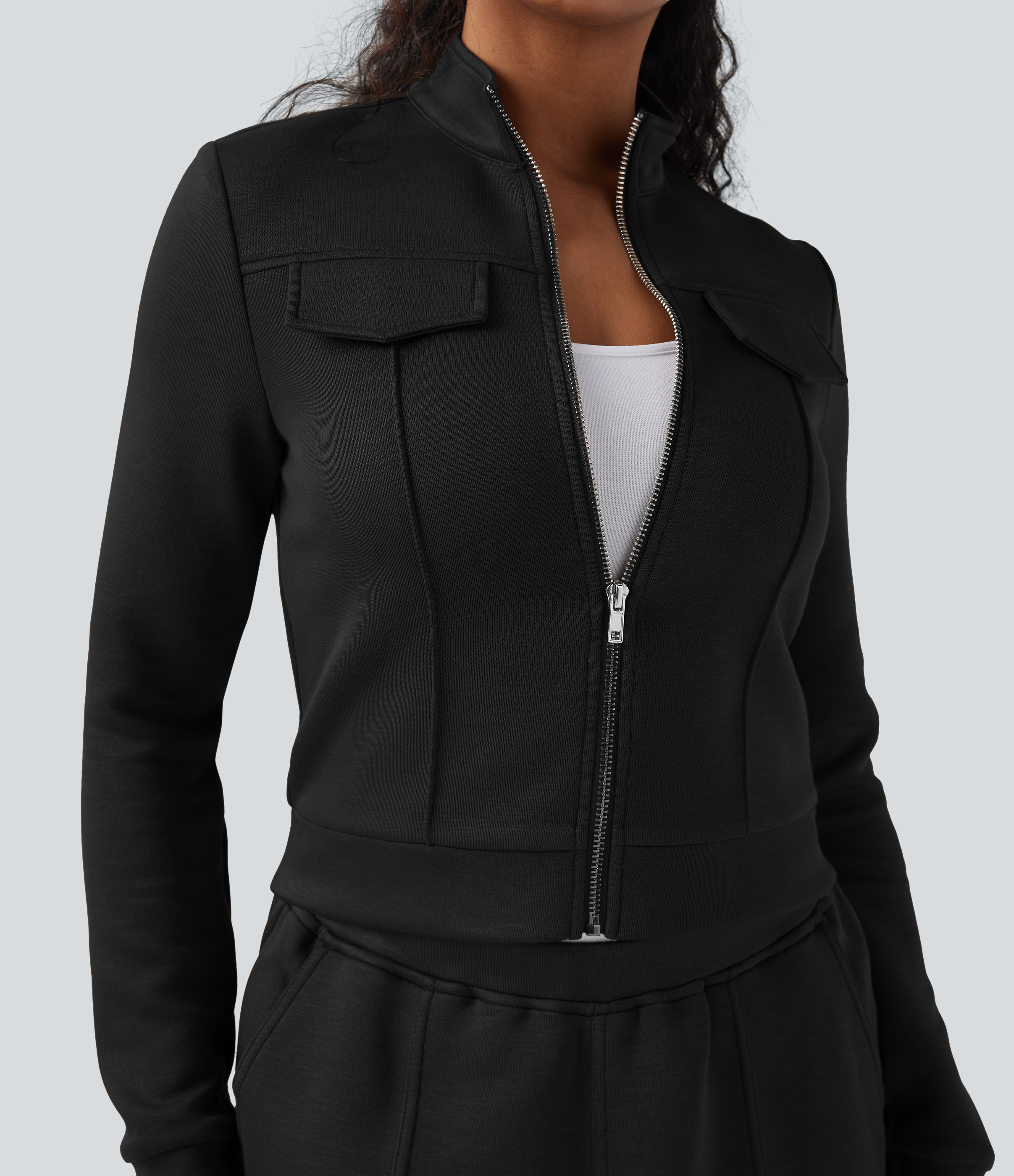 SpacerTek™ Stand Collar Long Sleeve Workout Jacket