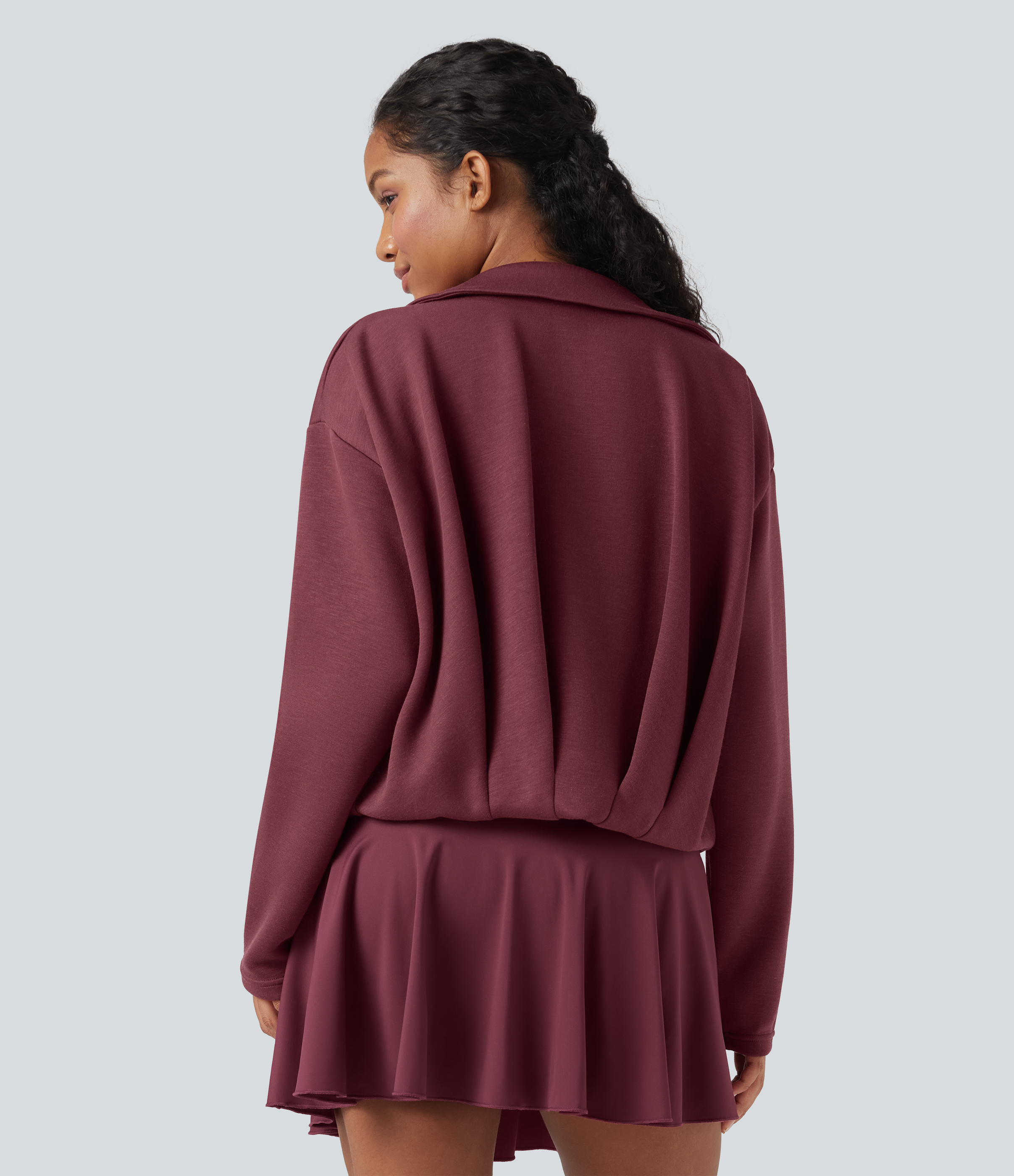 SpacerTek™ - Lässige, plissierte Jacke mit Kragen, Seitentaschen, langen Ärmeln und Reißverschluss
