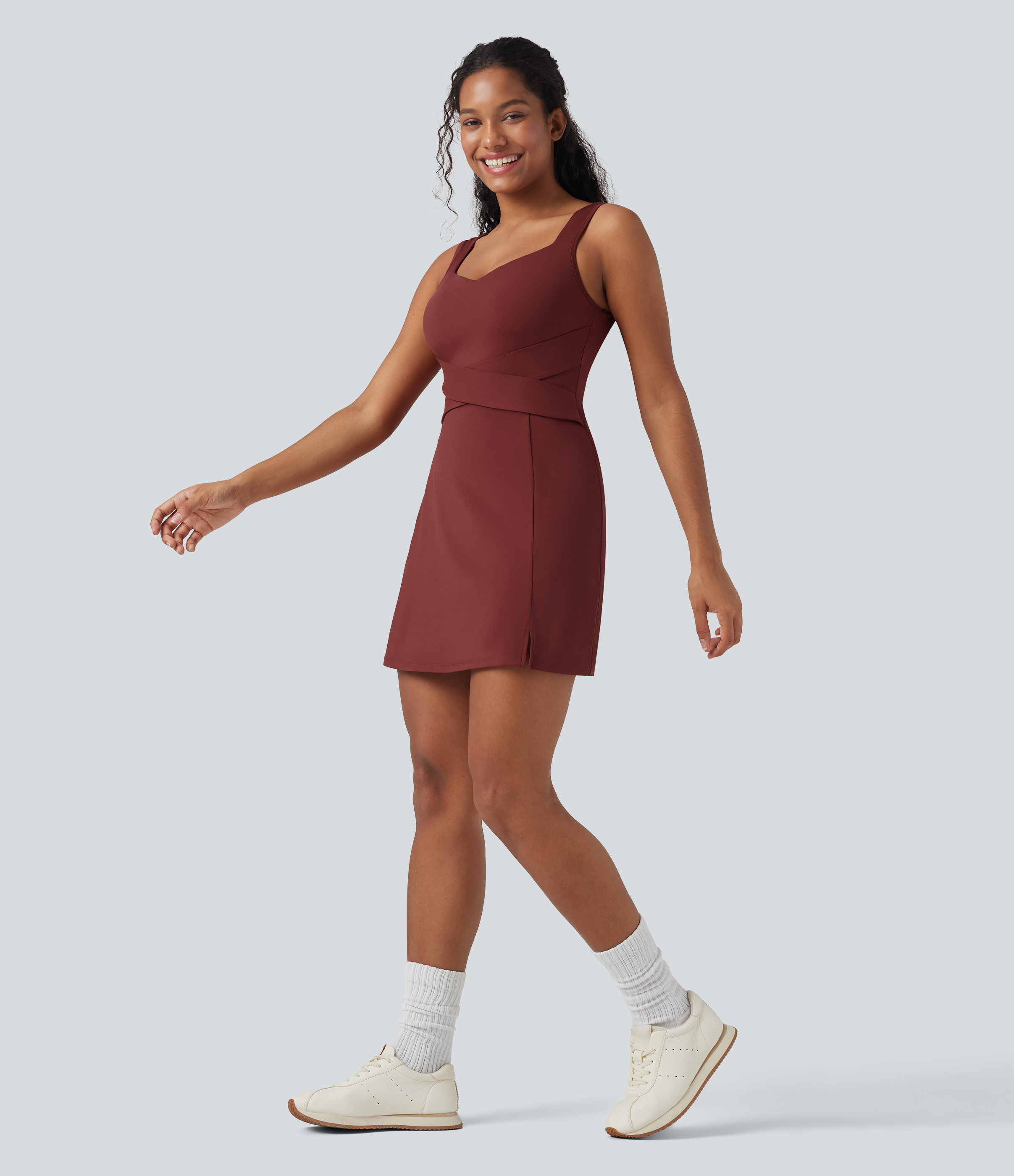 SoftlyZero™ Airy Tummy Control 2-Piece InstantCool Mini Workout Active Dress with Pocket