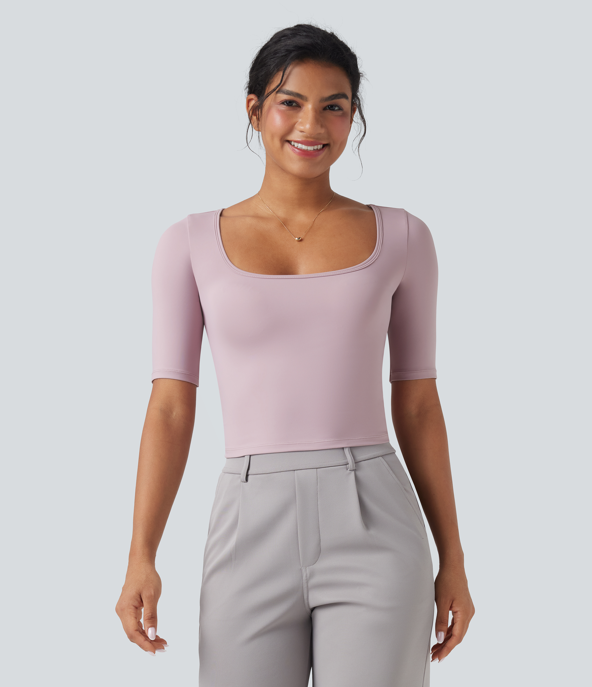 T-shirt de travail à col en V aérien SoftlyZero™ à manches courtes et toucher frais