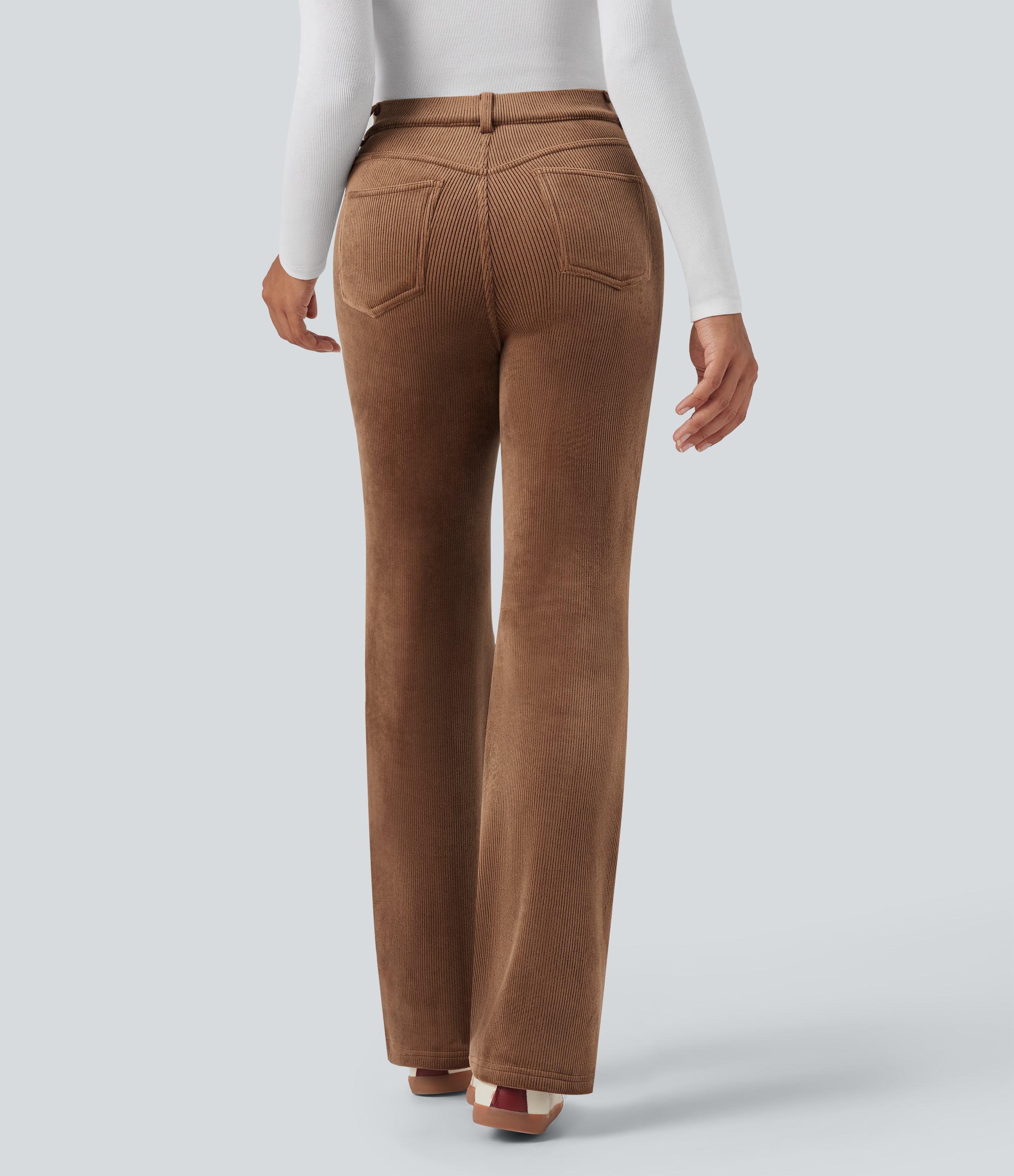 Pecan Pie Casual flared corduroy pants made from fleece with a high waist, multiple pockets and tummy-control shaping. / 2