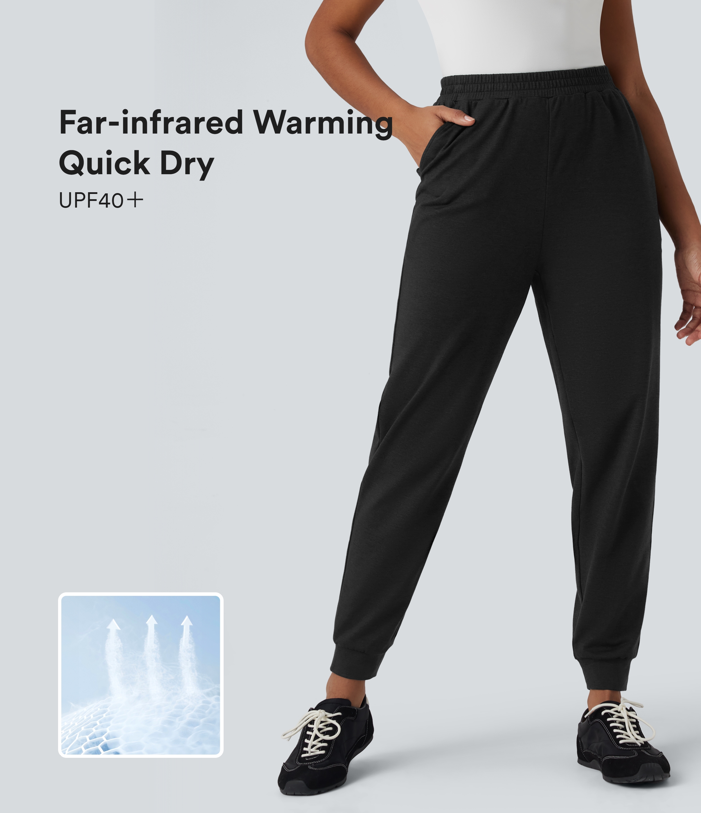 High Waisted Quick Dry Casual Heathered Joggers with Pockets-UPF40+