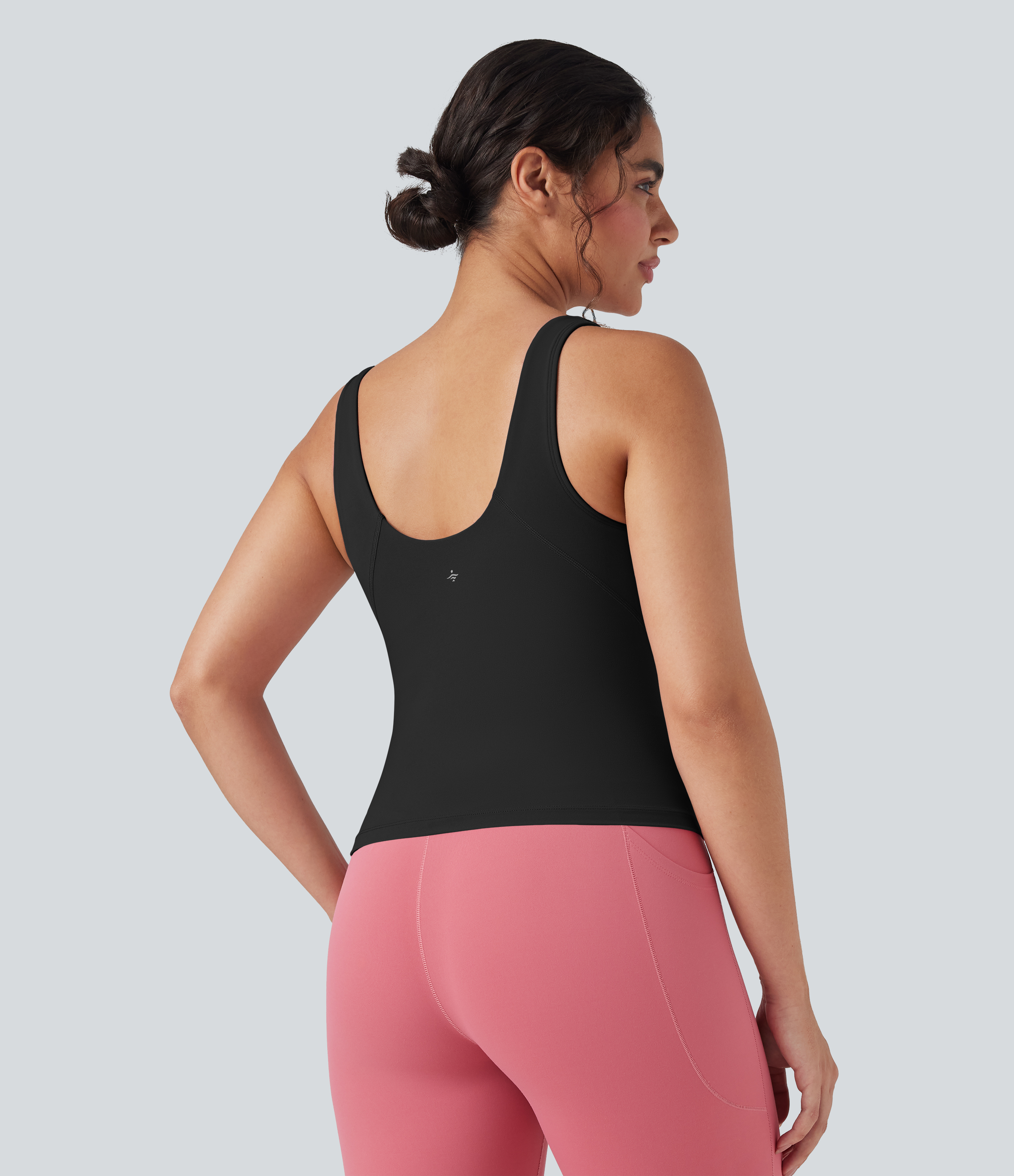 Schwarz Halara UltraSculpt™ Yoga-Tanktop mit tiefem V-Ausschnitt und tief ausgeschnittener Rückenpartie / 2