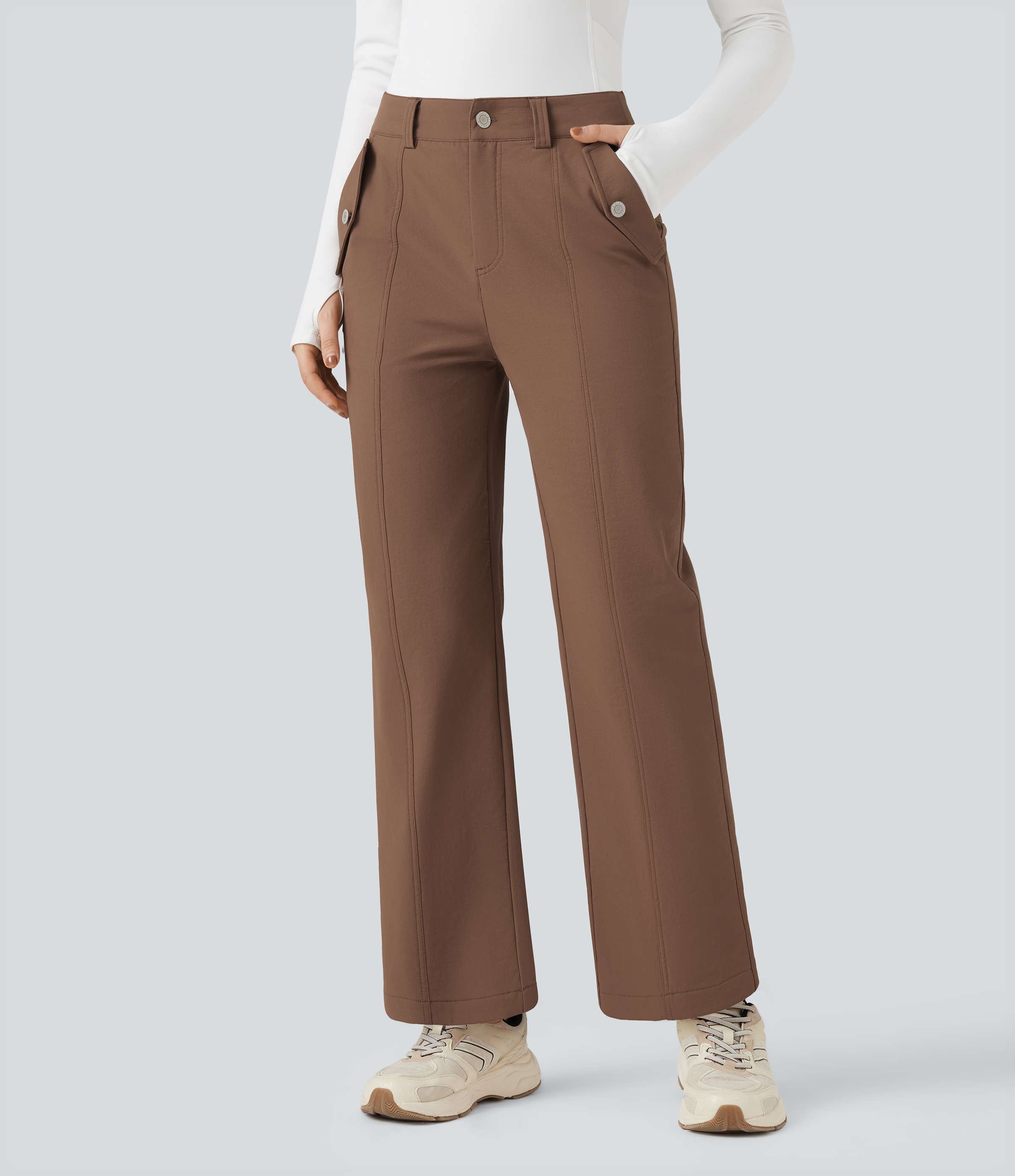 Pecan Pie Durable Water Repellent Mid Rise Straight Leg Hiking Trousers with Pockets / 1