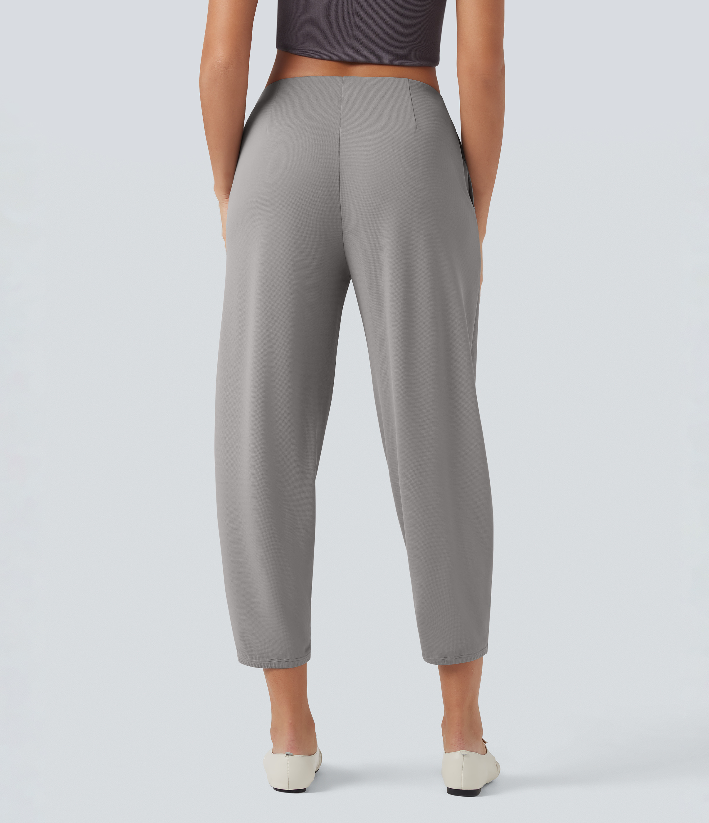 Paloma Pantalones de oficina crepé Halara Flex™ cónicos de tiro medio con bolsillos  / 2