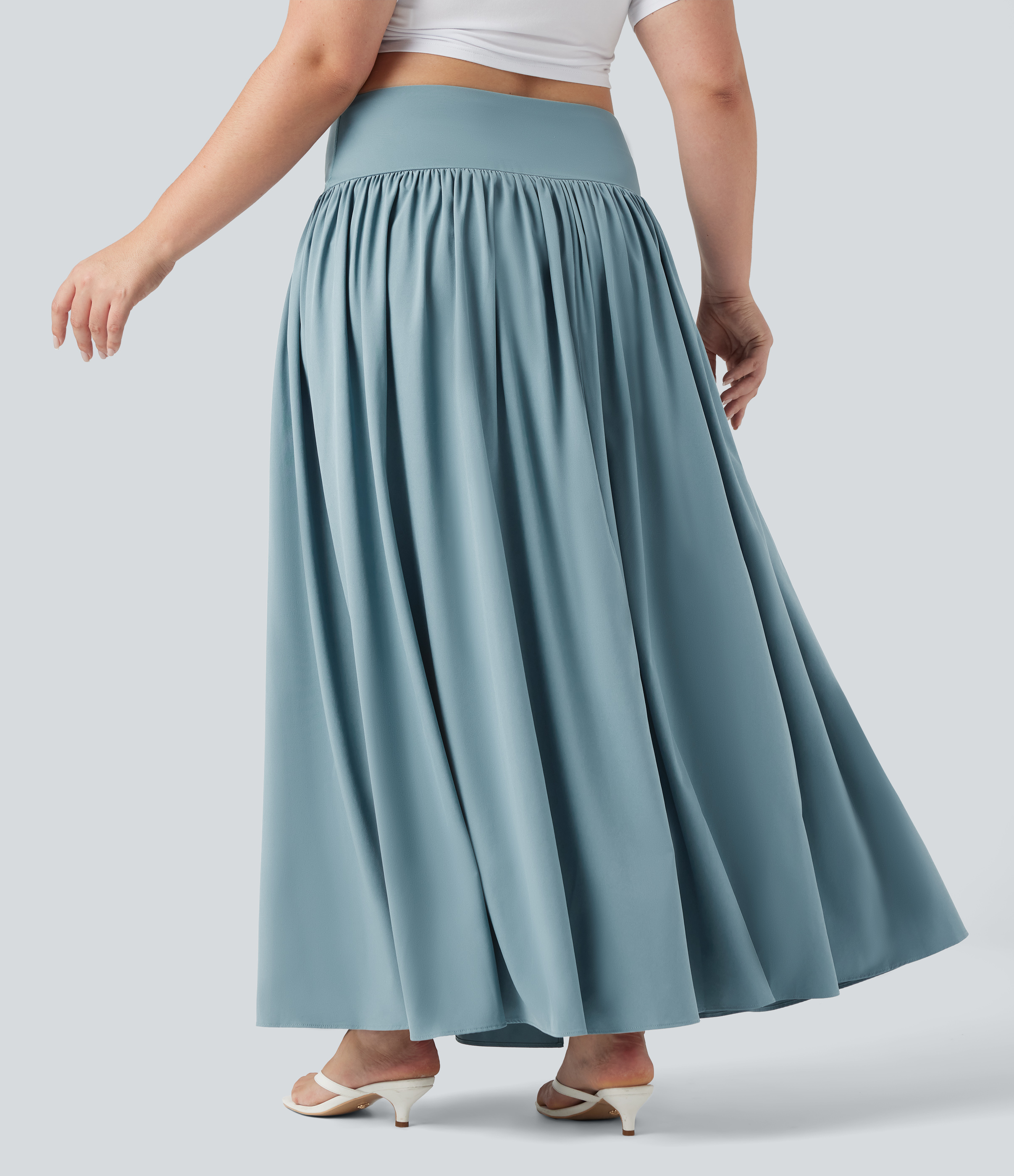 Stone Blue Falda larga Breezeful™ fluida 2 en 1 de tiro alto con secado rápido y control de abdomen de tallas grandes / 2
