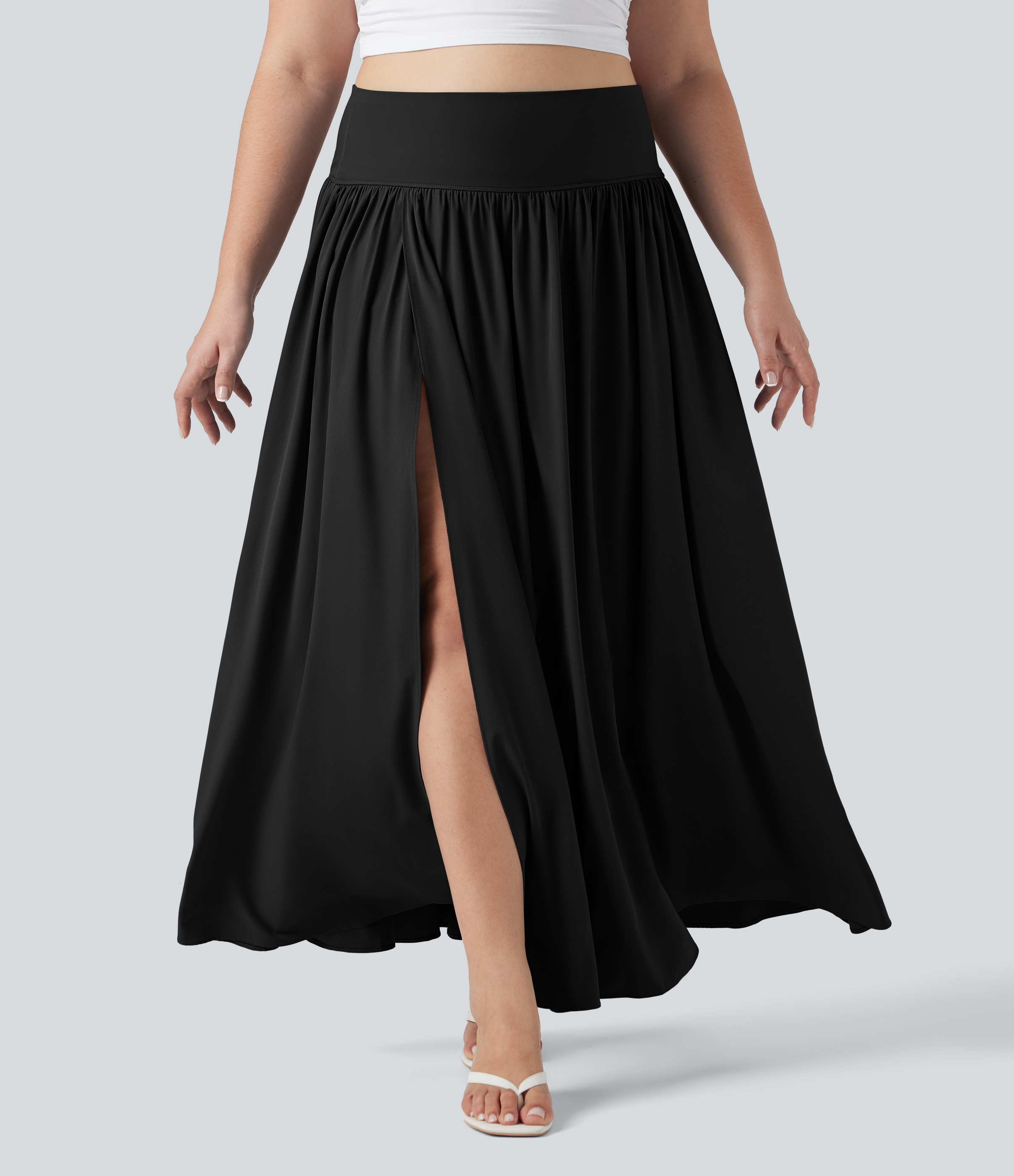 Breezeful™ High Waisted Tummy Control 2-in-1 Flowy Quick Dry Maxi Plus Size Skirt