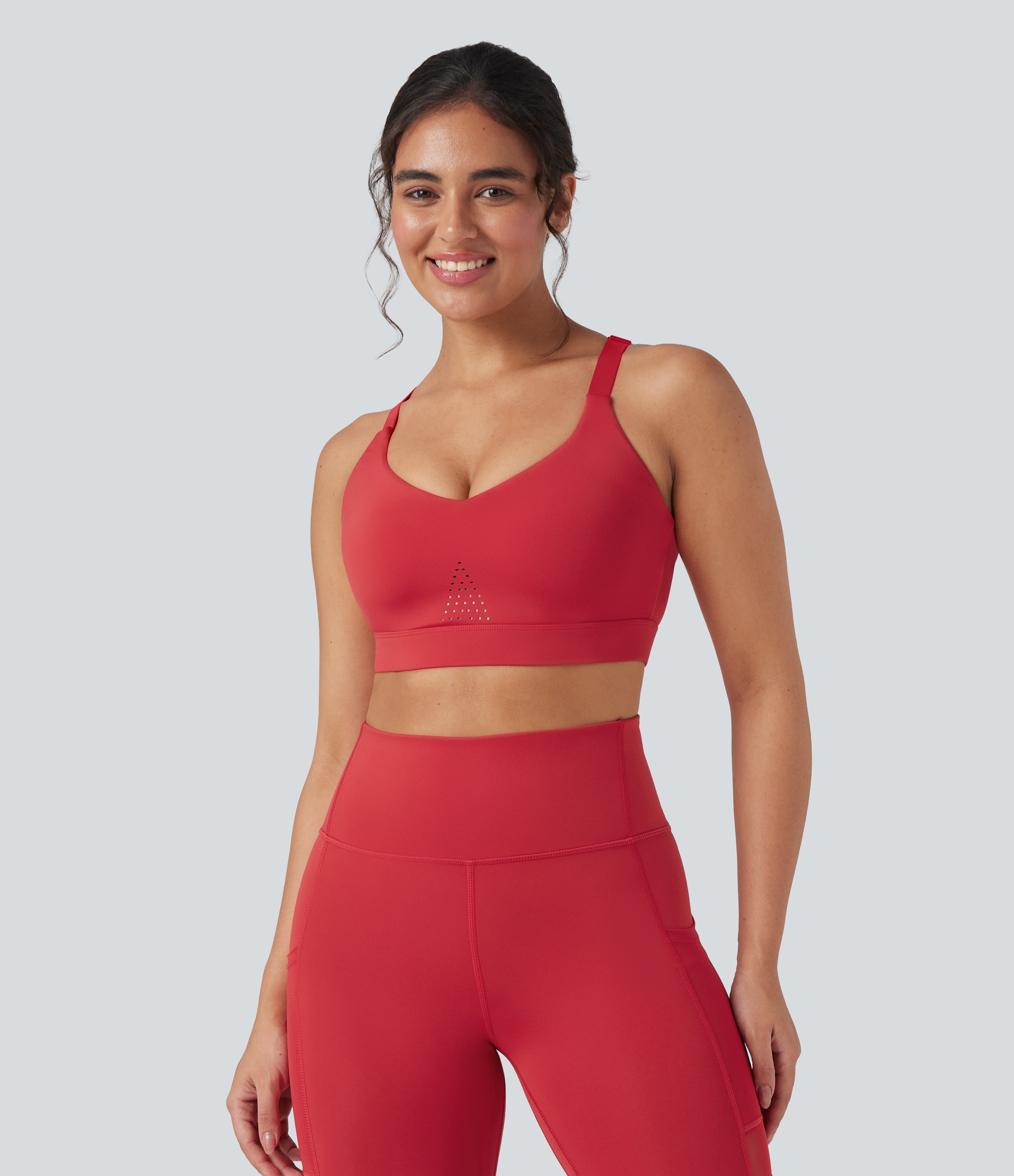 Poinsettia Soutien-gorge de sport d'entraînement SpeedWave™ soutien intermédiaire coques moulées perforé crochet réglable séchage rapide / 2