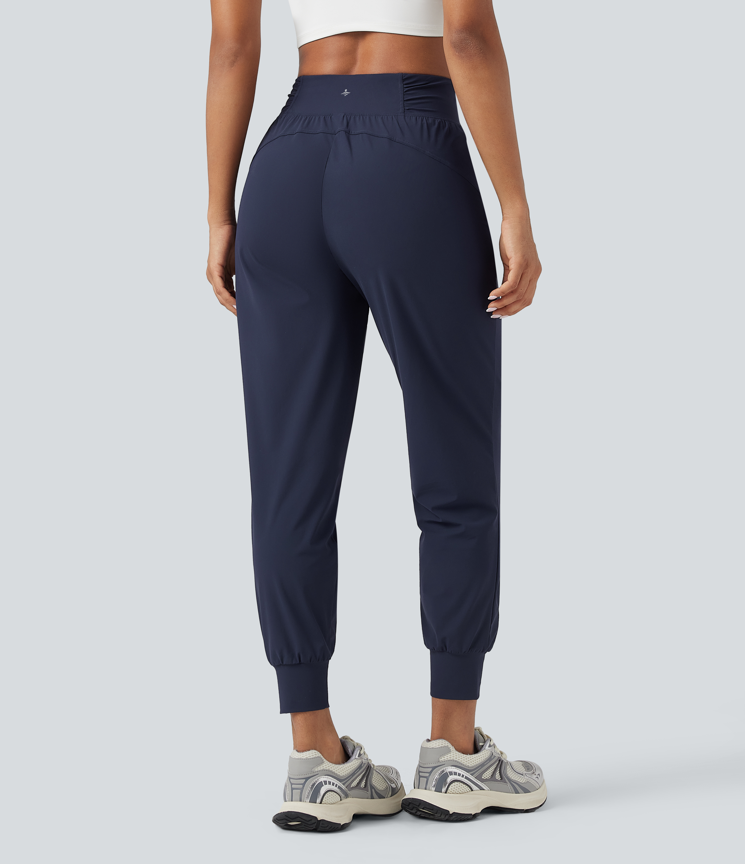 Peacoat Joggers de danse taille haute avec cordon de serrage, froncés, coupe fuselée, à séchage rapide InstantCool, avec poches - UPF40+ / 2