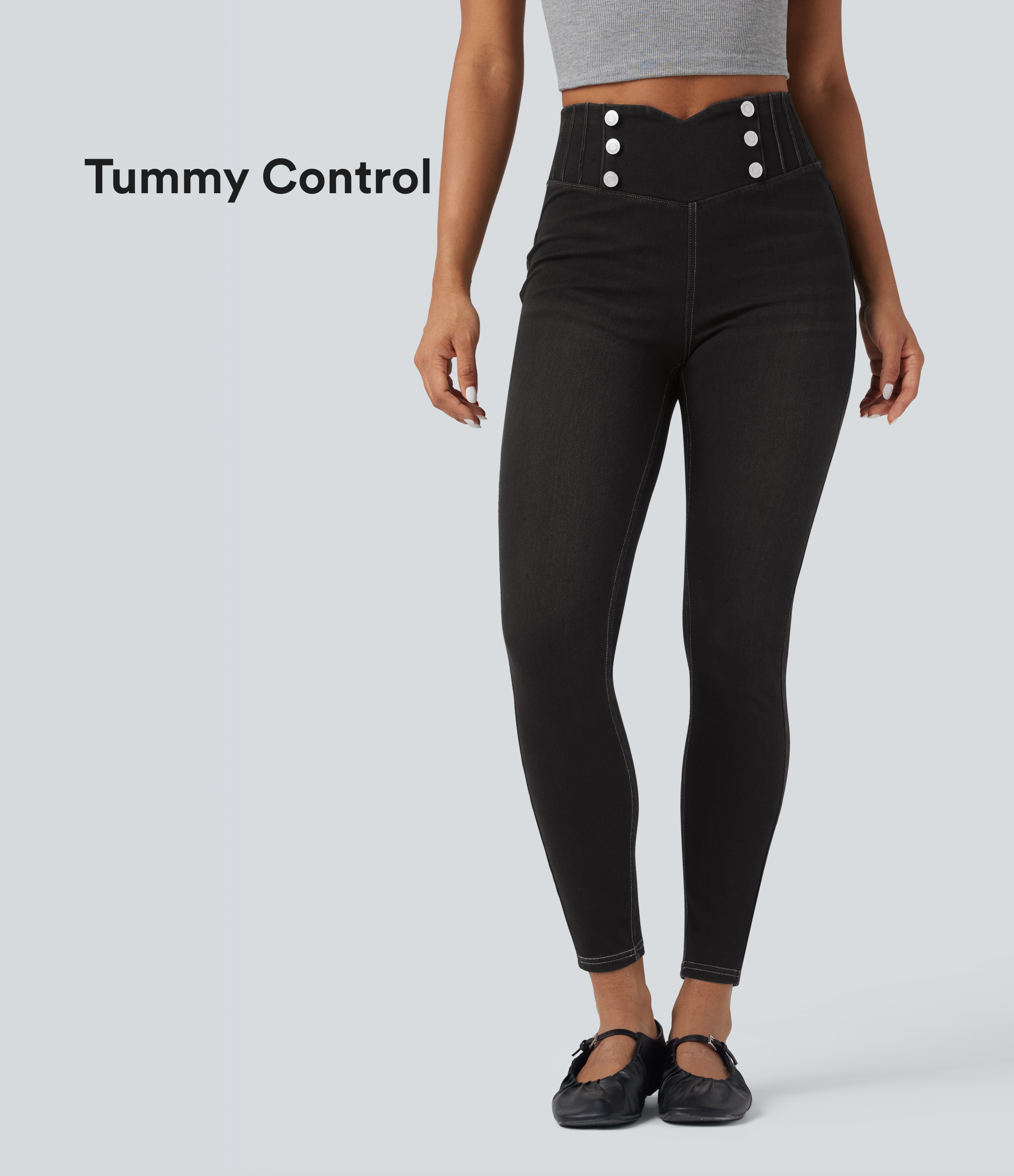 Halara Flex™ High Waisted Tummy Control Skinny Denim Casual Leggings with Pockets
