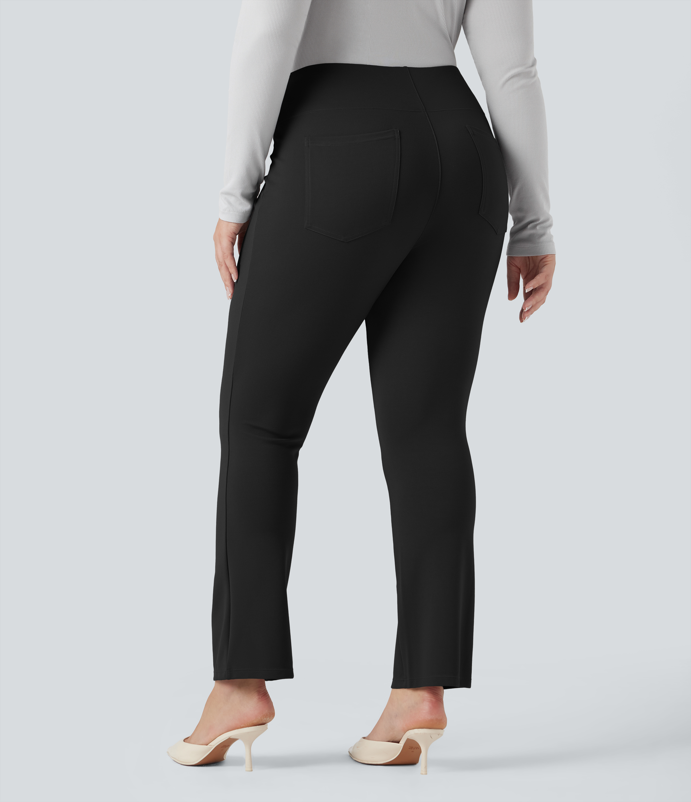 Black Halara Flex™ High Waisted Tapered Work Plus Size Pants with Pockets / 2