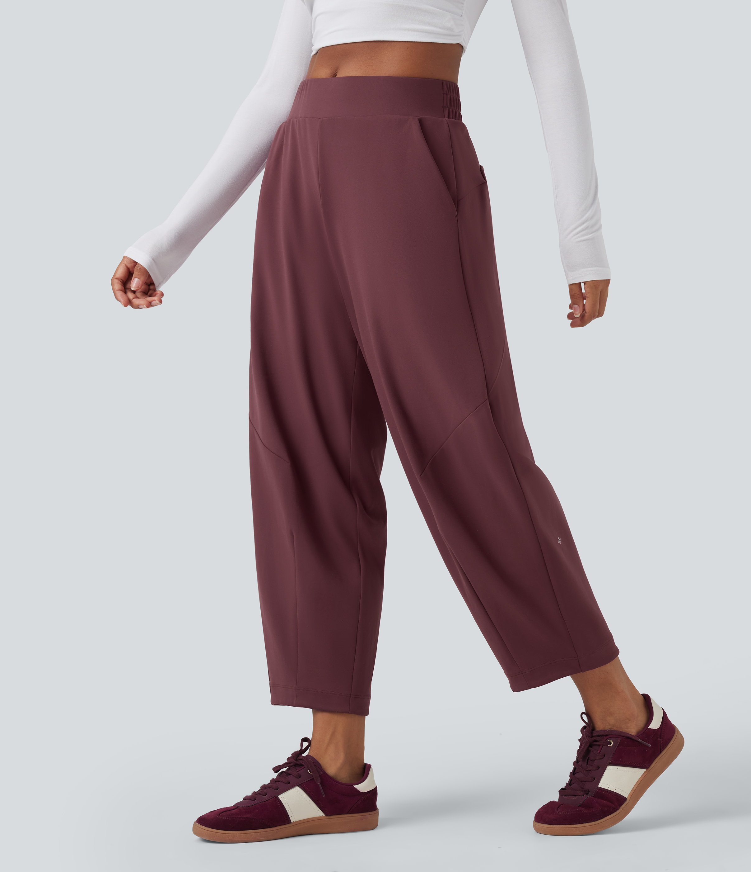 DayStretch Mid Rise Casual Barrel Leg 7/8 Pants with Pockets