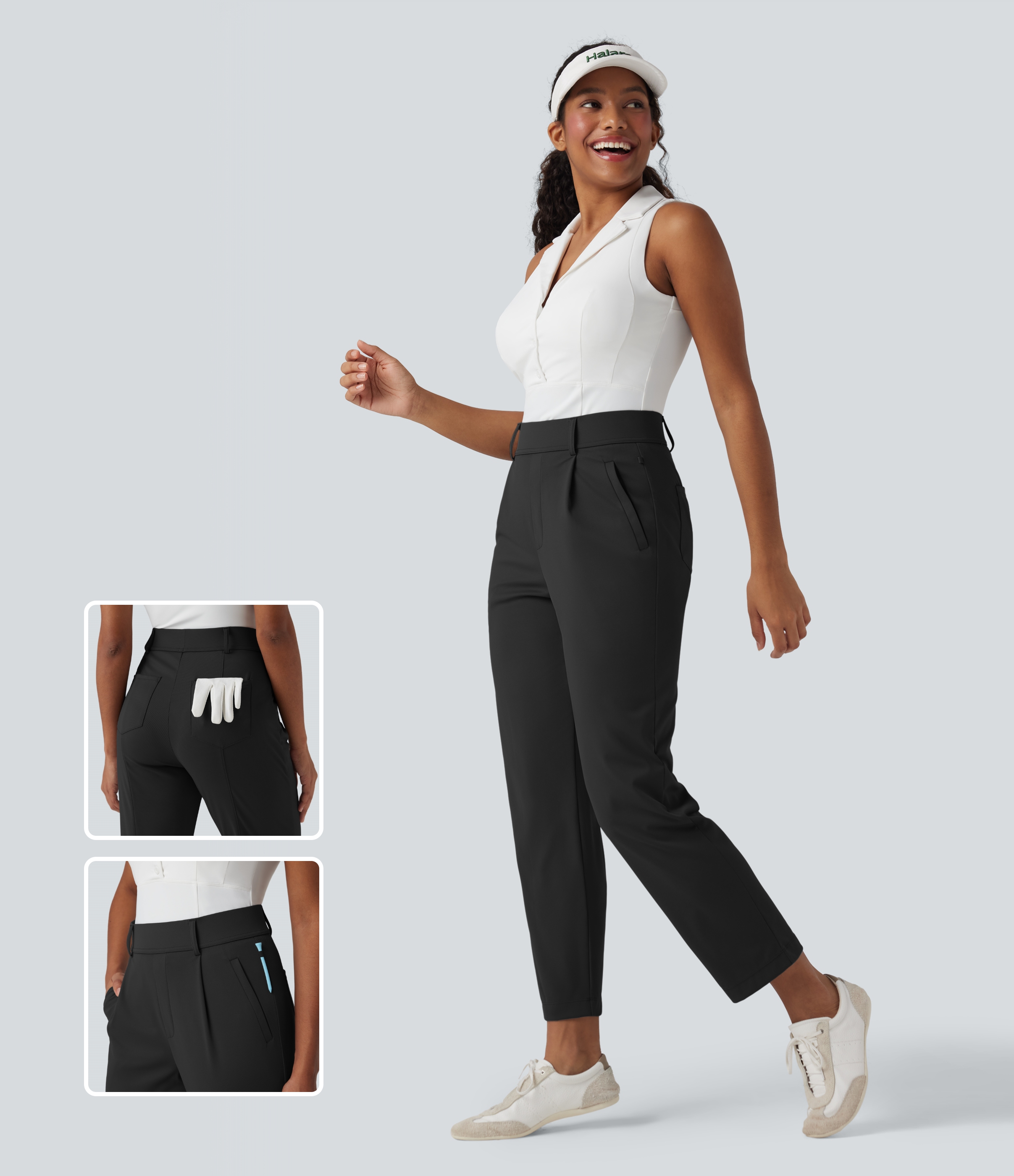 High Waisted Quick Dry Golf Pants with Pockets-Golf Tee-UPF40+