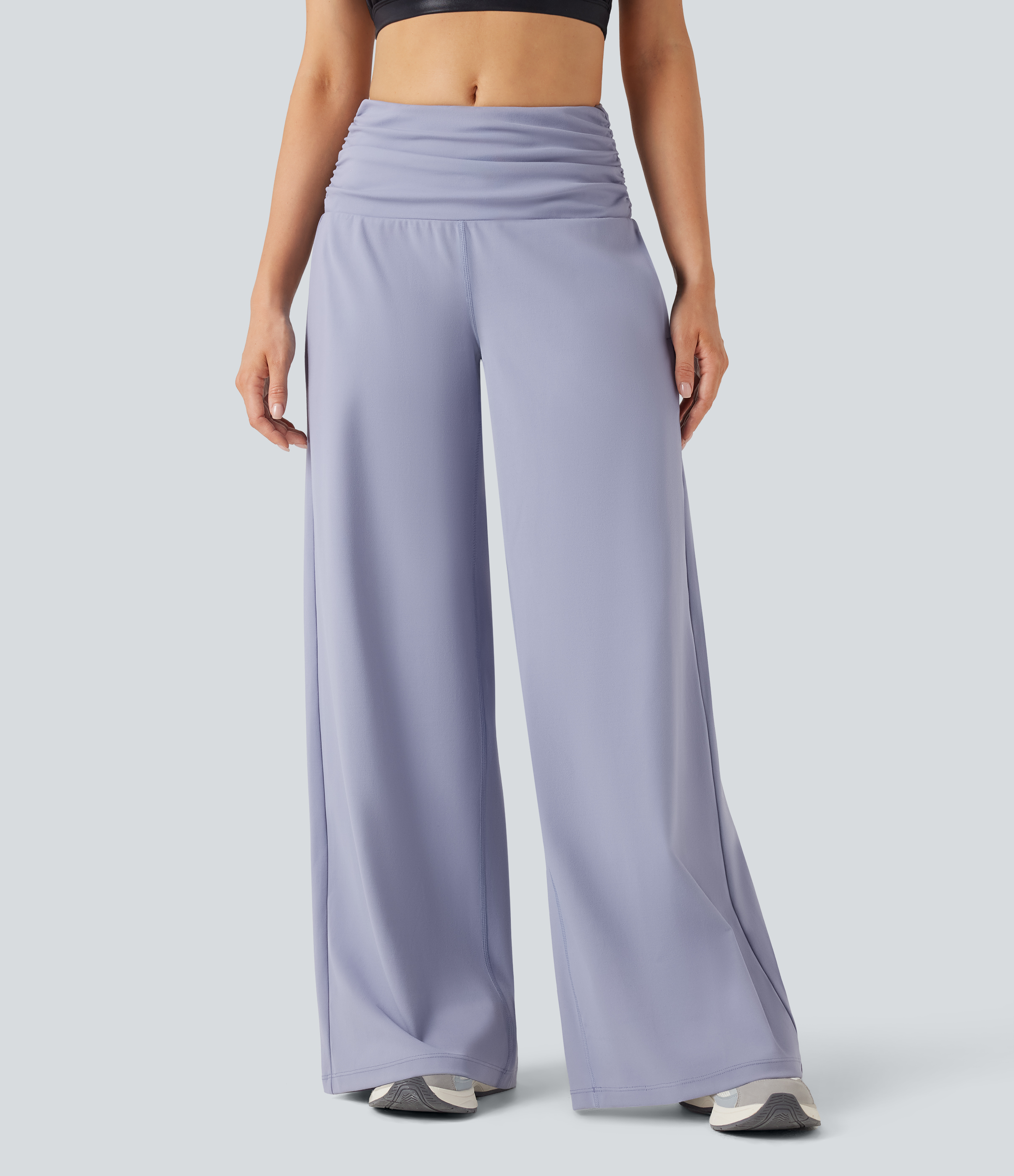 DayStretch Low Rise Tummy Control Ruched Wide Leg Dance Pants with Pockets