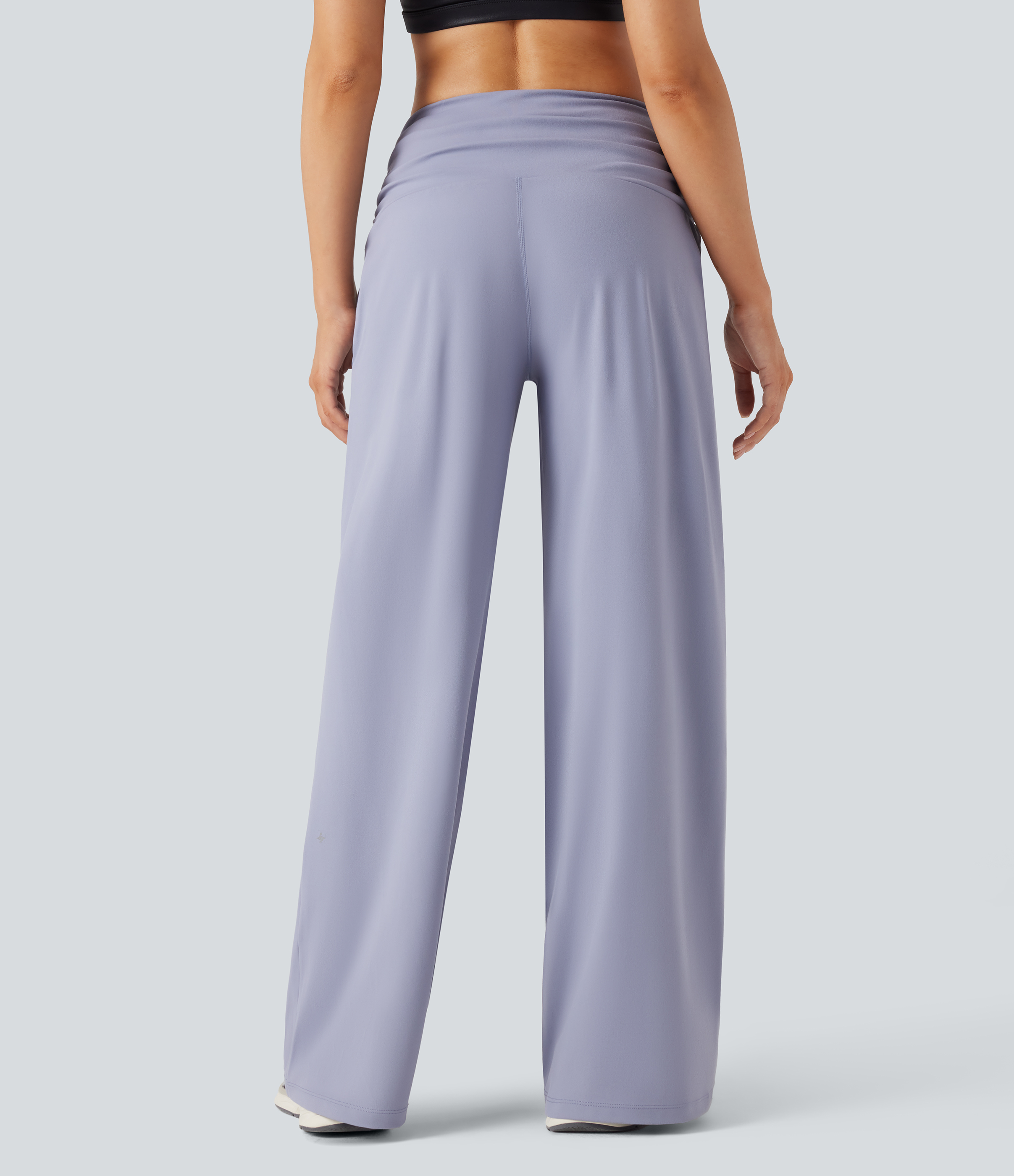 Icelandic Blue DayStretch Low Rise Tummy Control Ruched Wide Leg Dance Pants with Pockets / 2