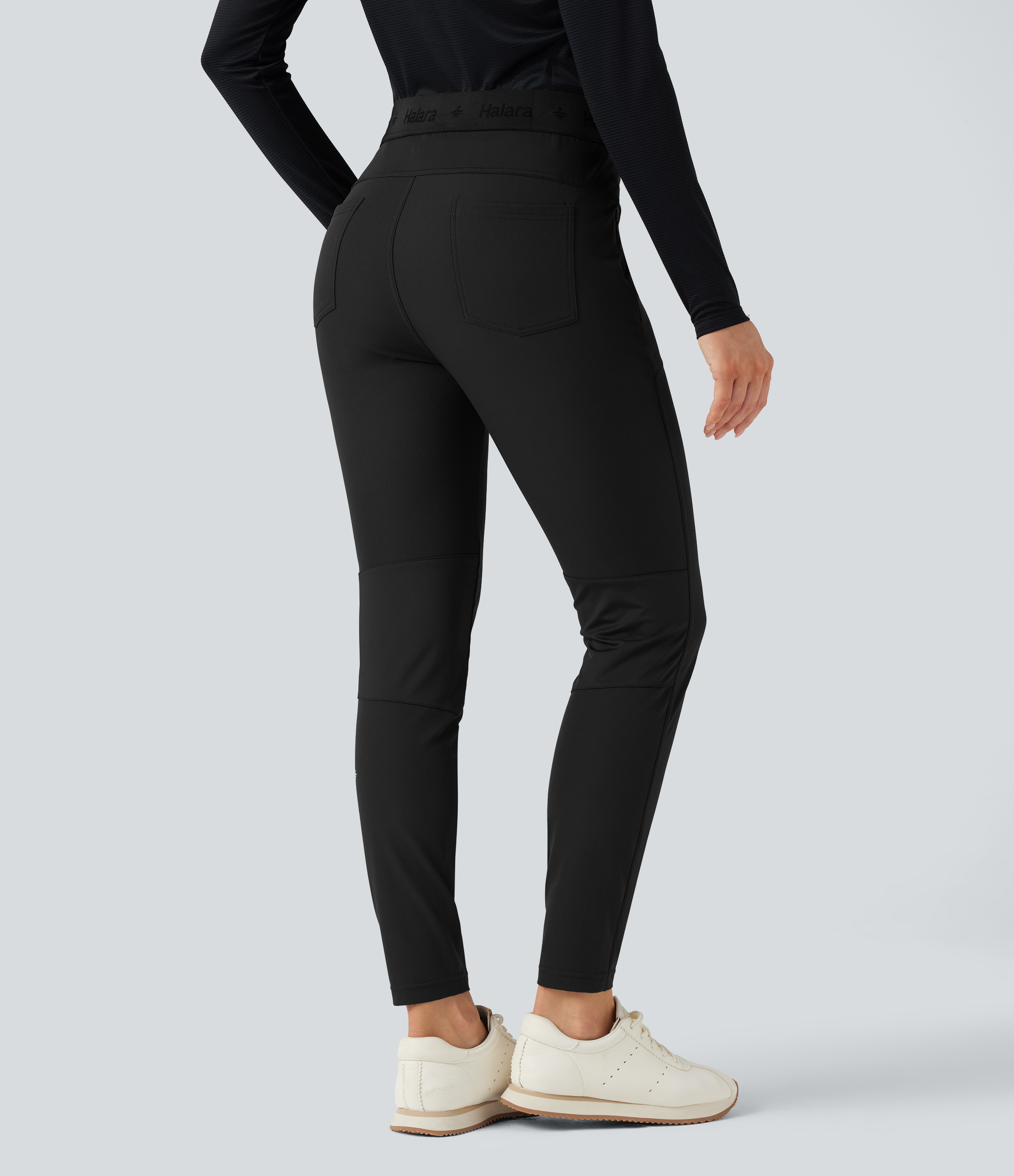 Noir Pantalon de randonnée déperlant taille mi-haute avec poches zippées / 2