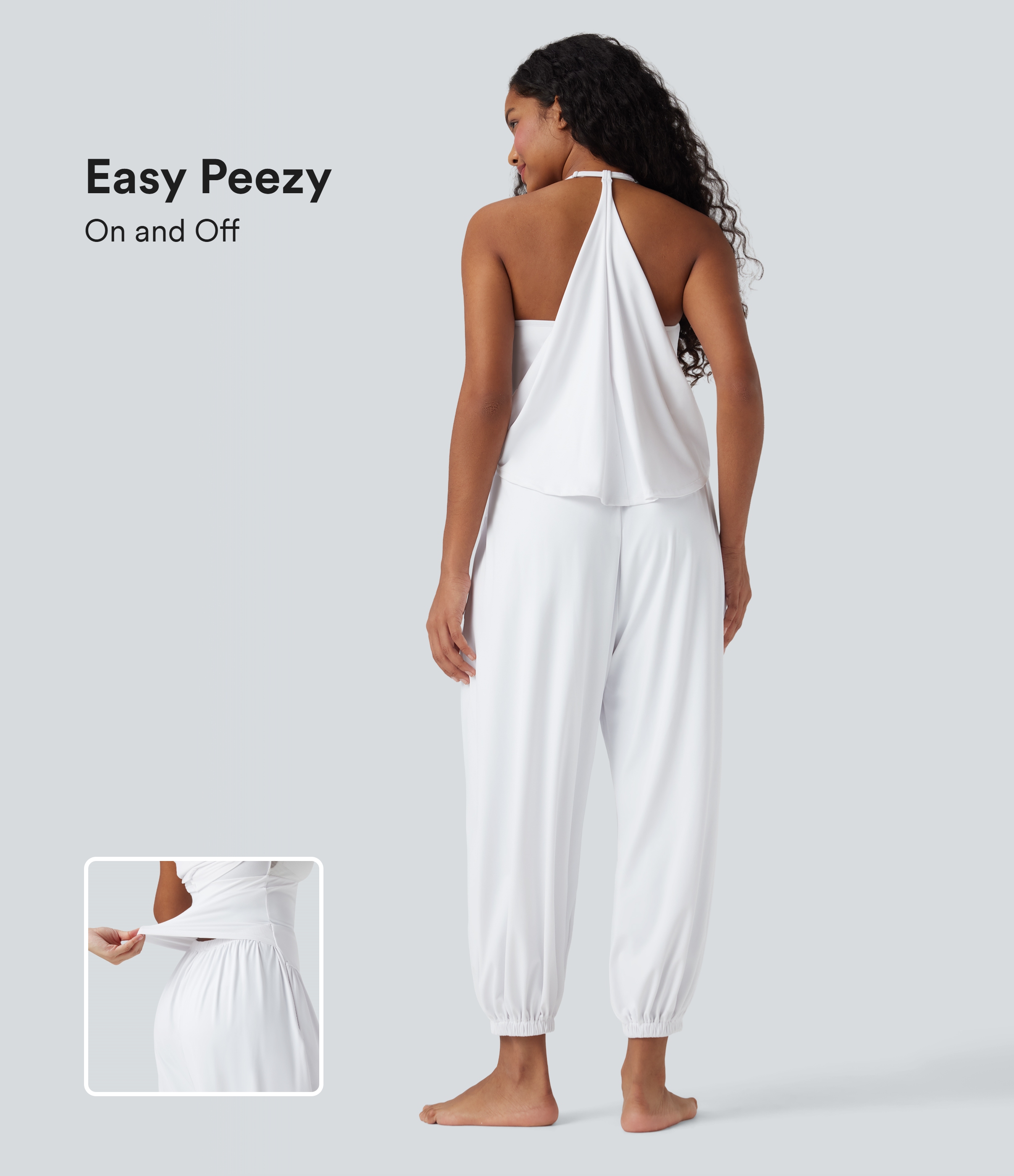 SoftlyZero™ Airy Halter Sleeveless Cool Touch Yoga Overalls with Pockets-Easy Peezy-UPF50+