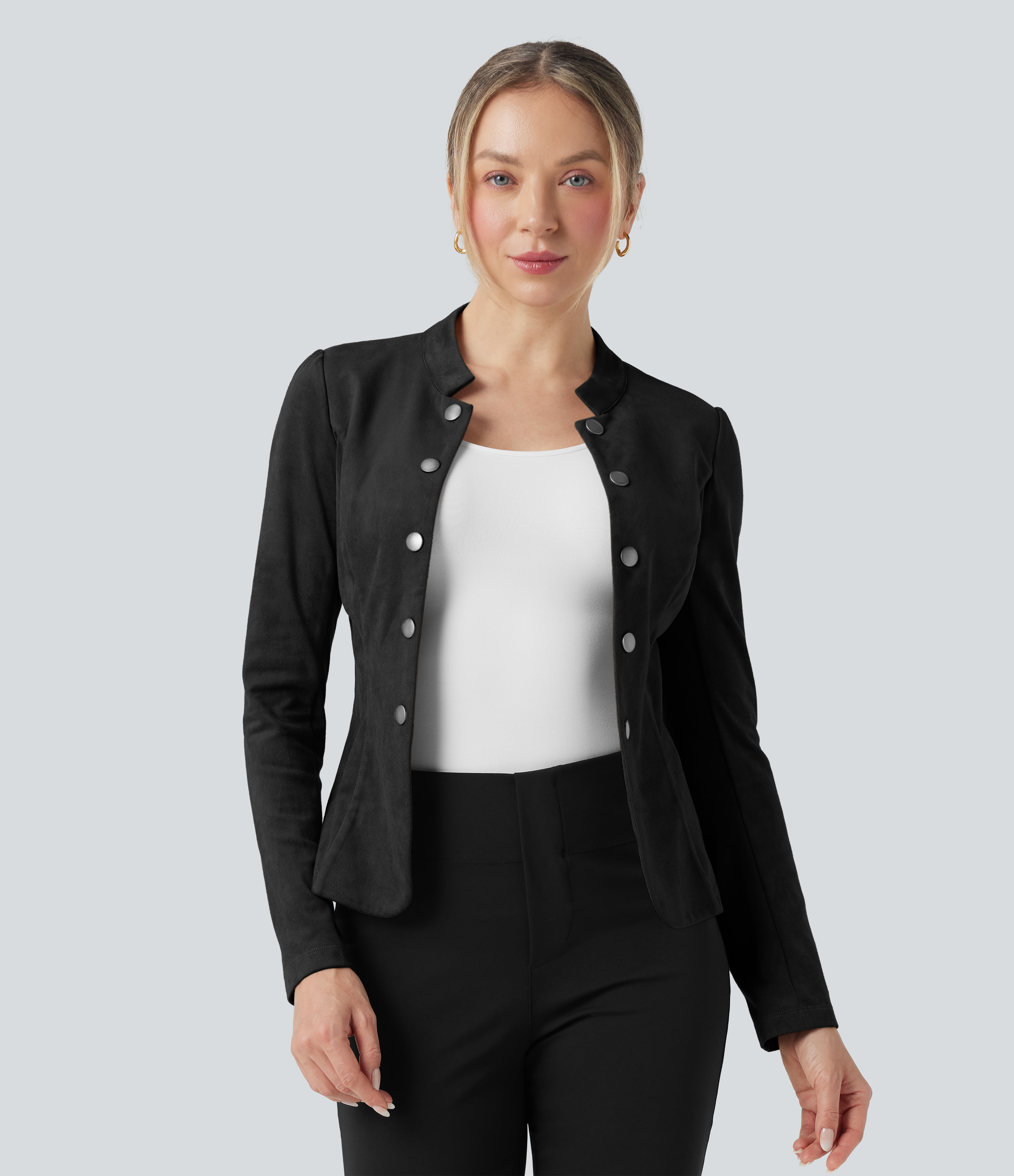 Long Sleeve Slim Suede Work Jacket
