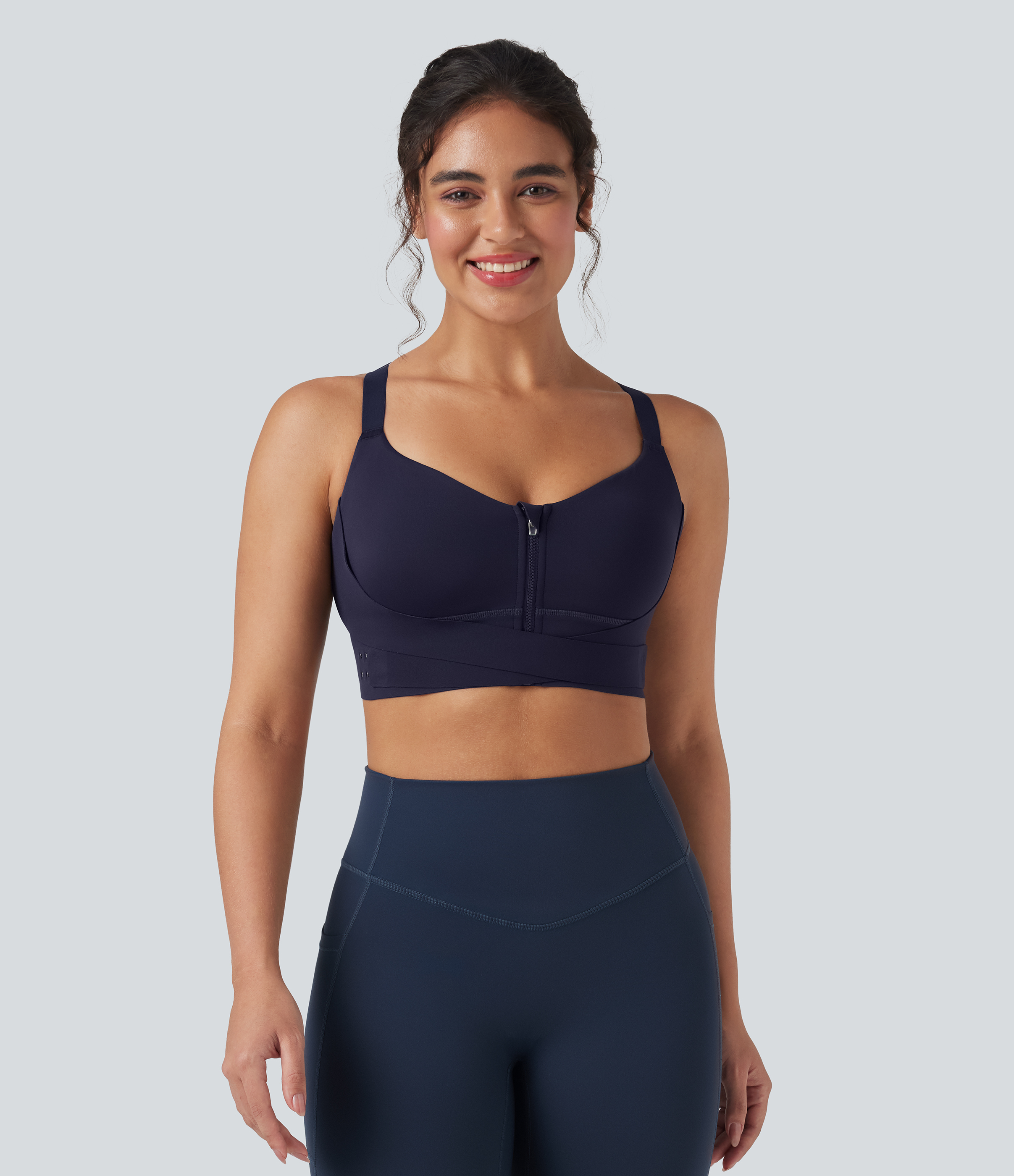 SpeedWave™ Medium Support Push Up Zipper Adjustable Buckle Quick Dry Running Sports Bra