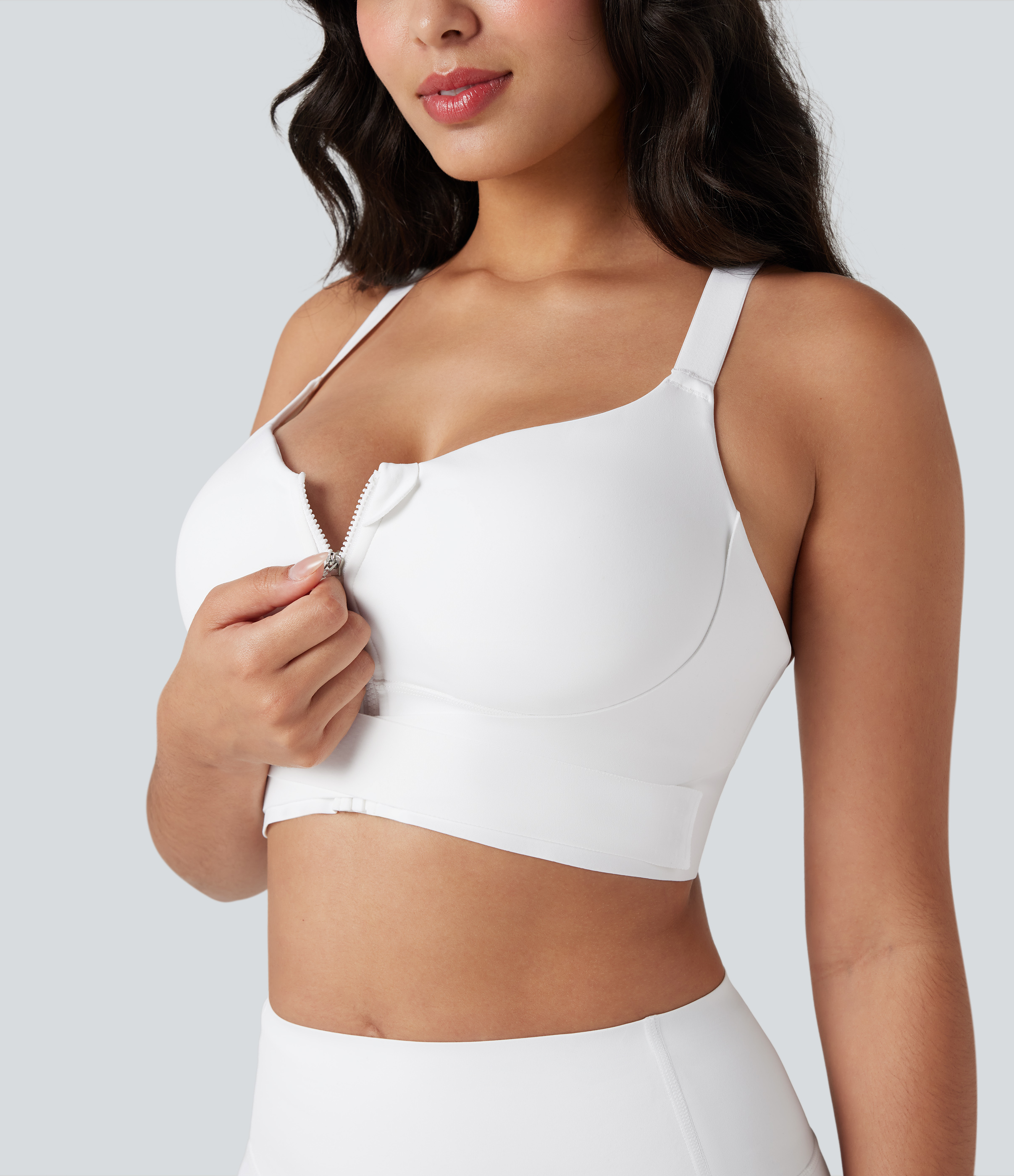SpeedWave™ Medium Support Push Up Zipper Adjustable Buckle Quick Dry Running Sports Bra DD-F Cups