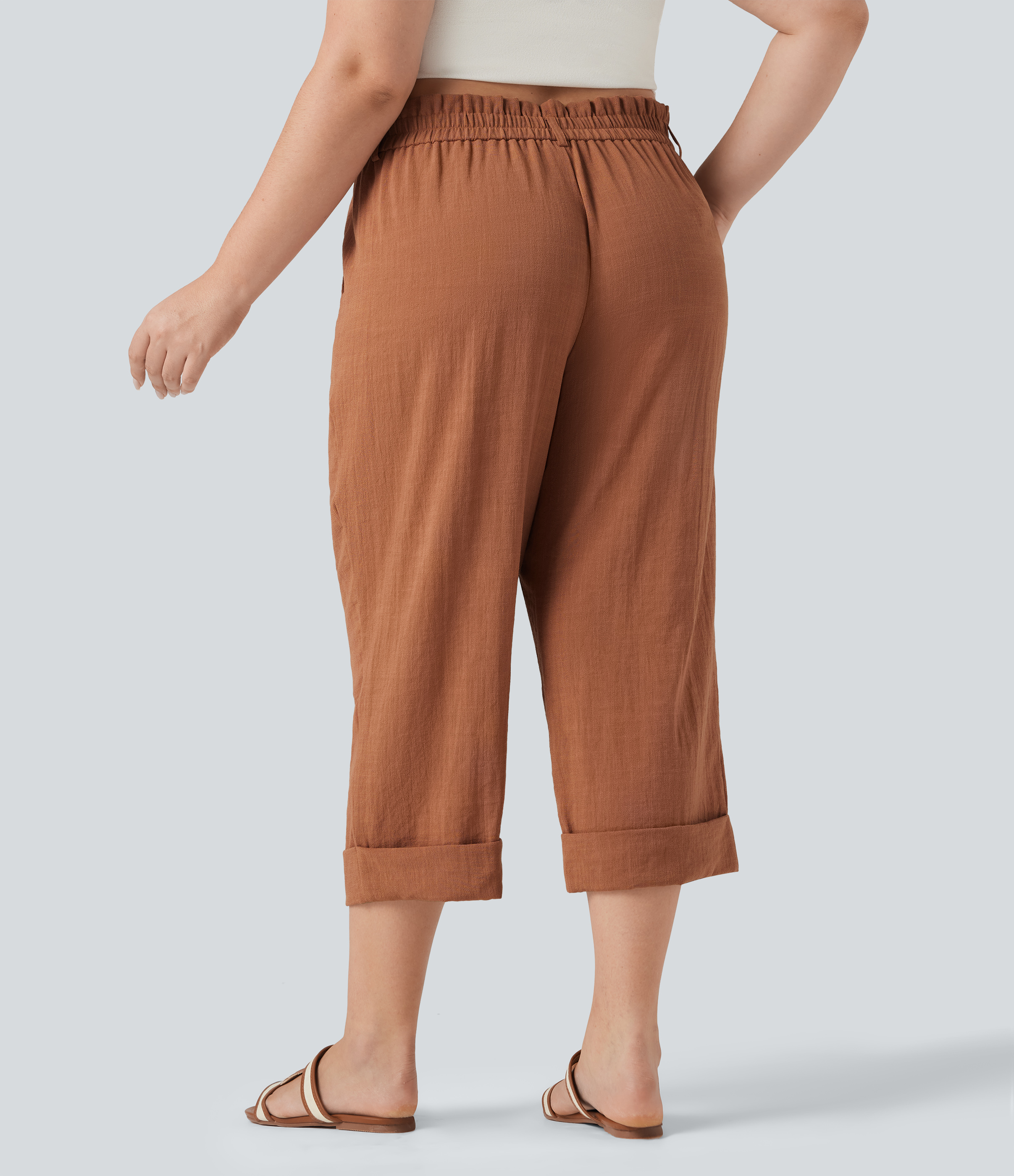 Sierra High Waisted Capri Linen-Feel Resort Plus Size Pants with Pockets / 2