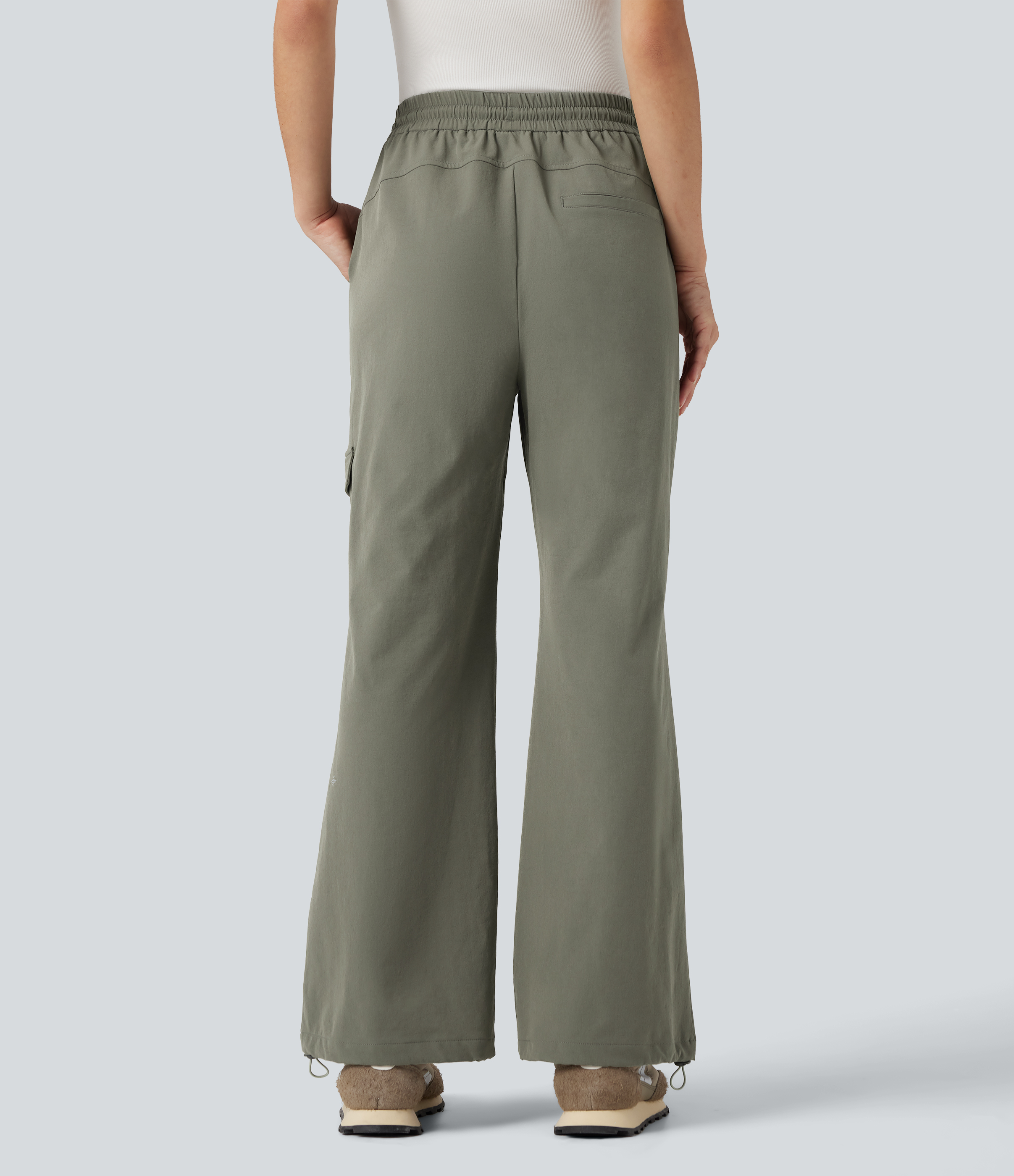 Vetiver High Waisted Drawstring Bootcut Hiking Pants with Pockets / 2