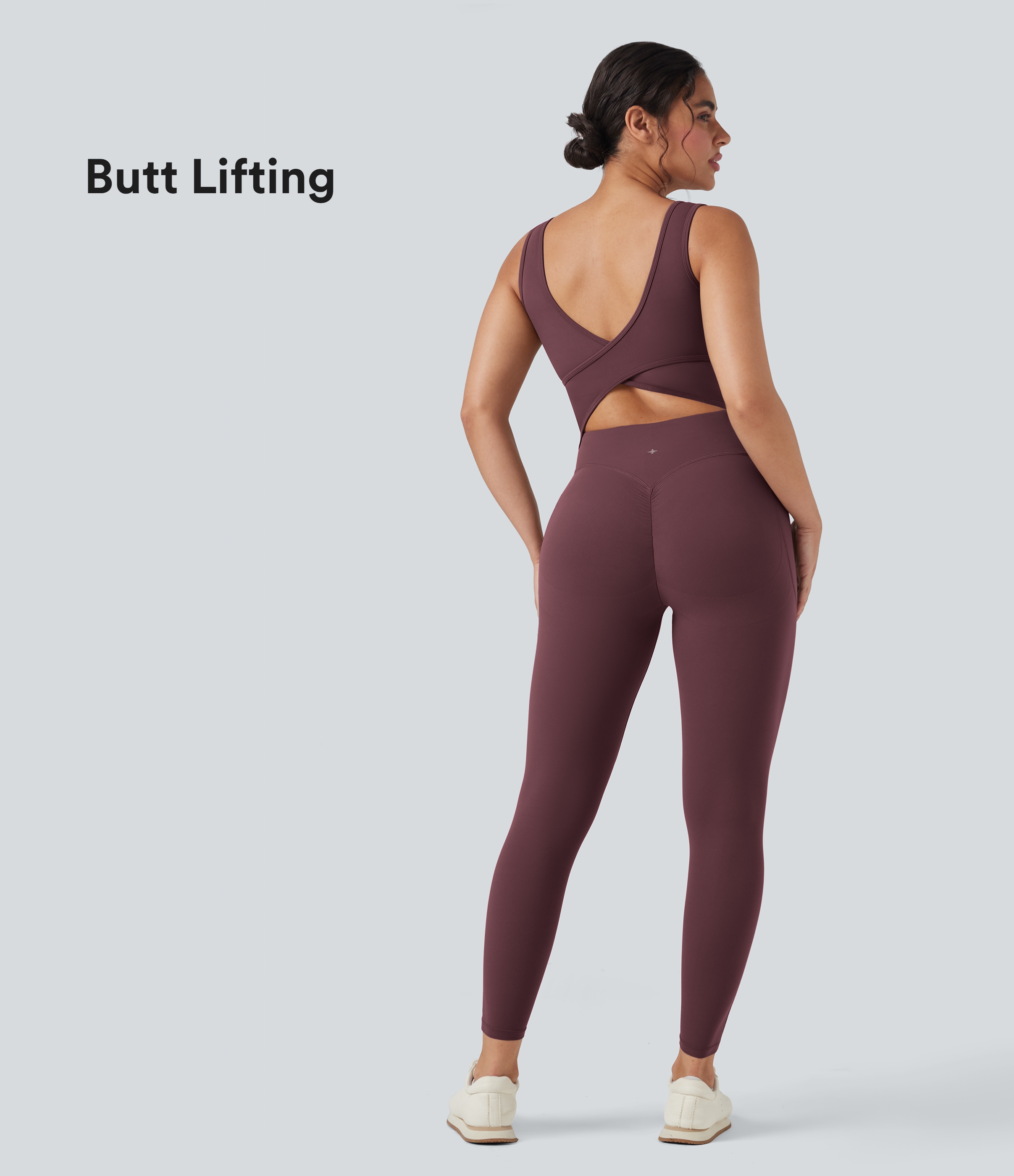 Halara UltraSculpt™ V Neck Tummy Control Butt Lifting Workout Jumpsuit with Pockets