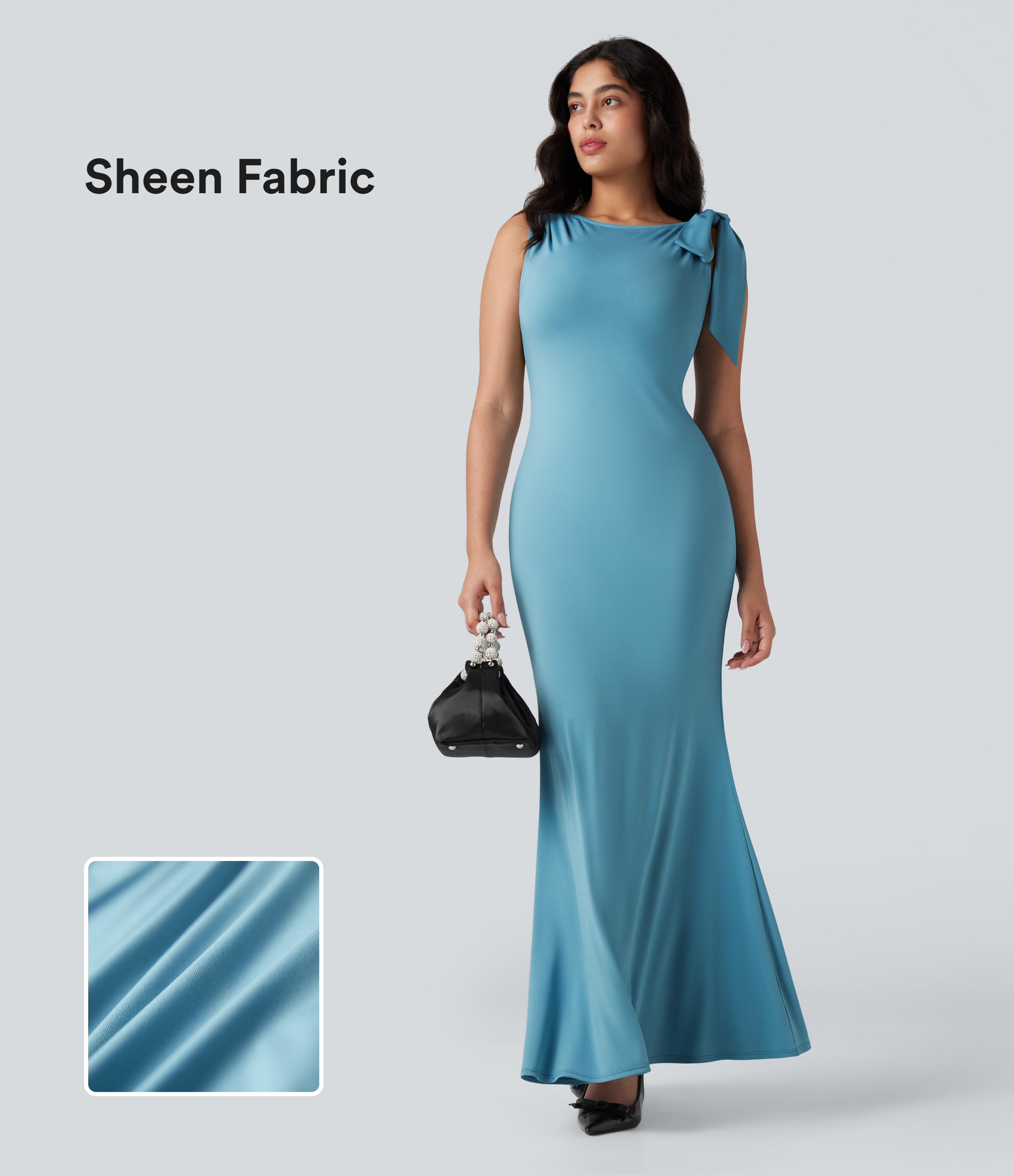 Sexy Sleeveless Boat Neck Plain Tight Maxi Dress