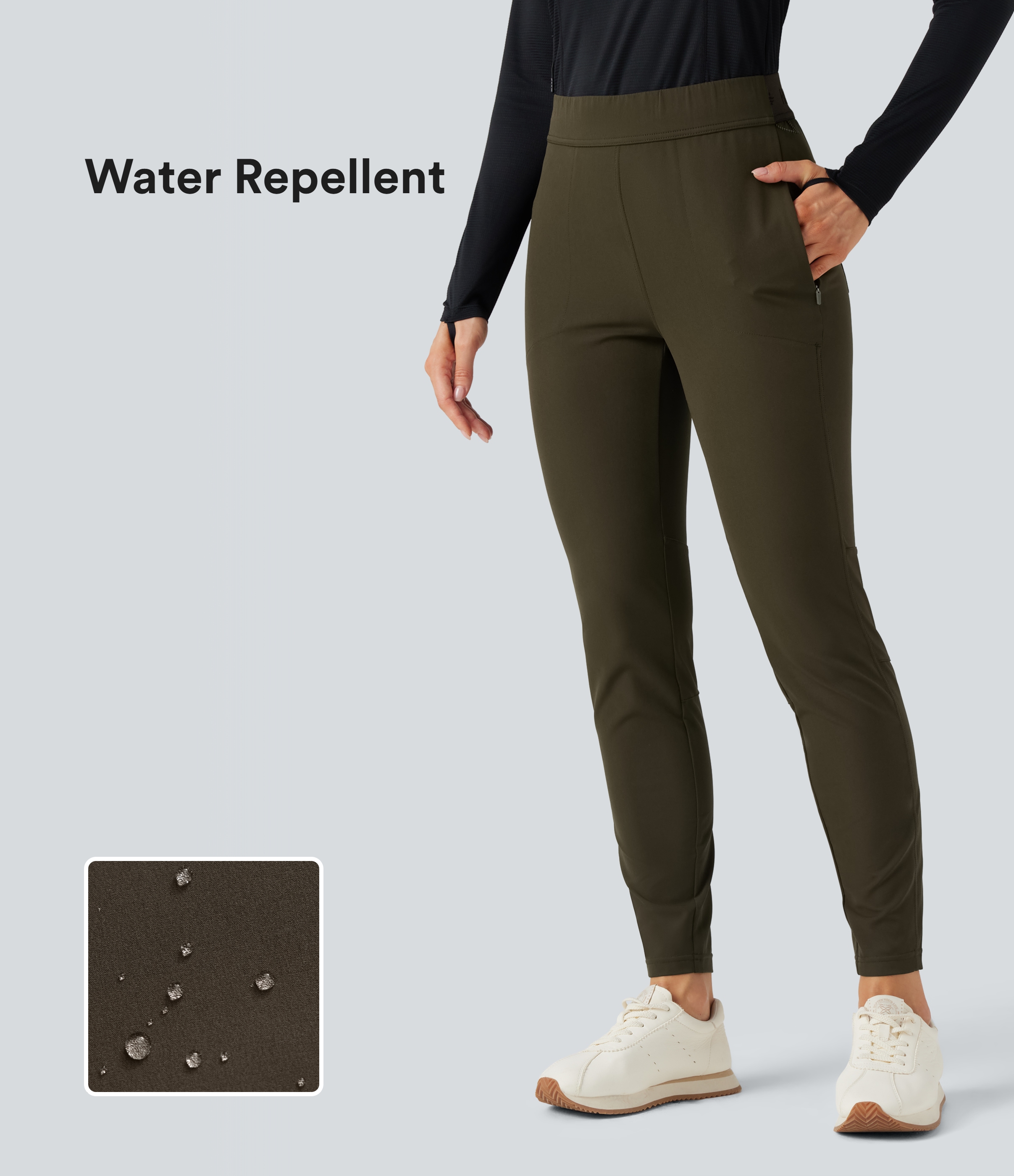 Water Repellent Mid Rise Hiking Pants with Zip Pockets
