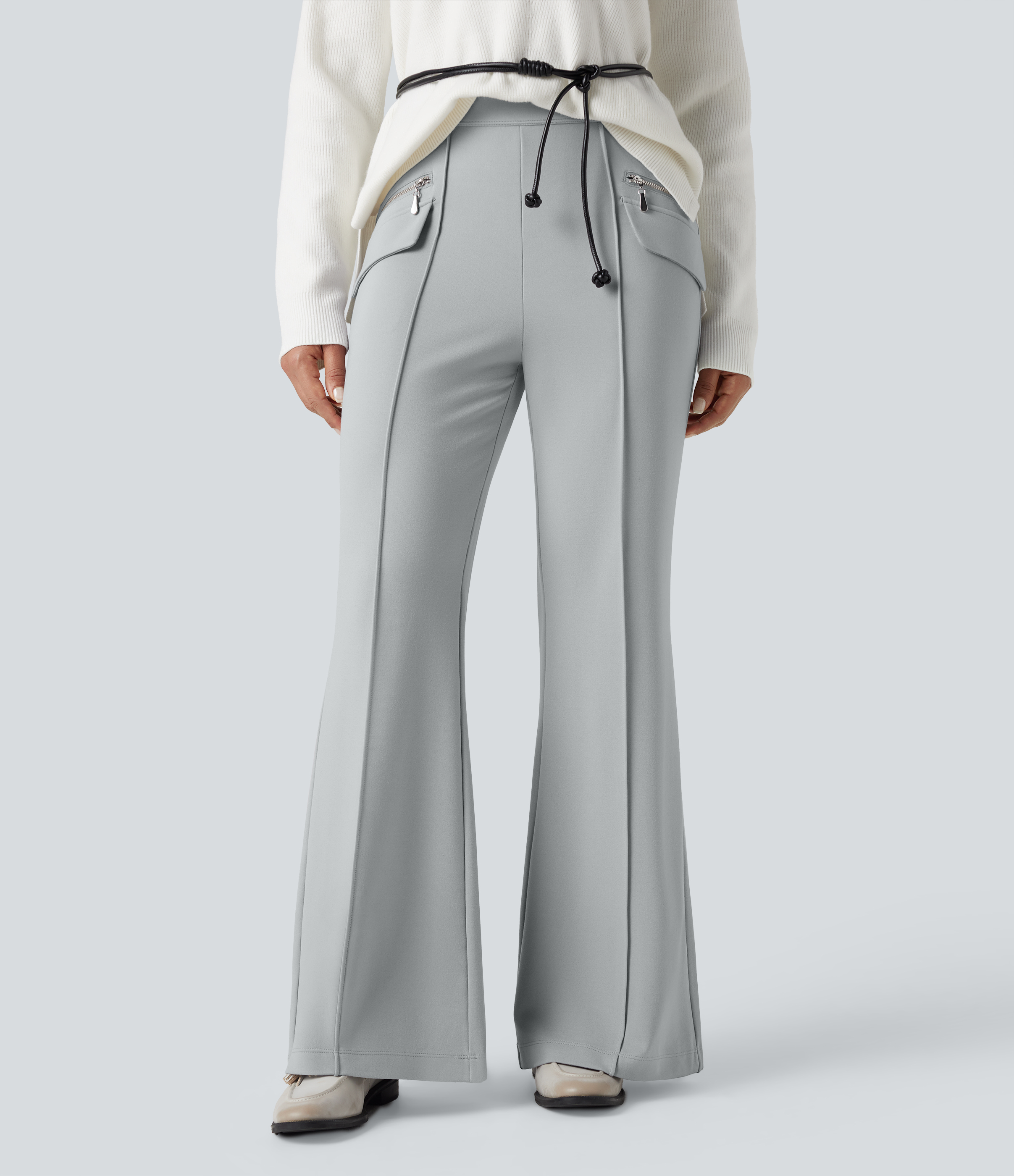 Halara Flex™ Ausgestellte Arbeits-Hose mit hohem Bund und Seitentaschen