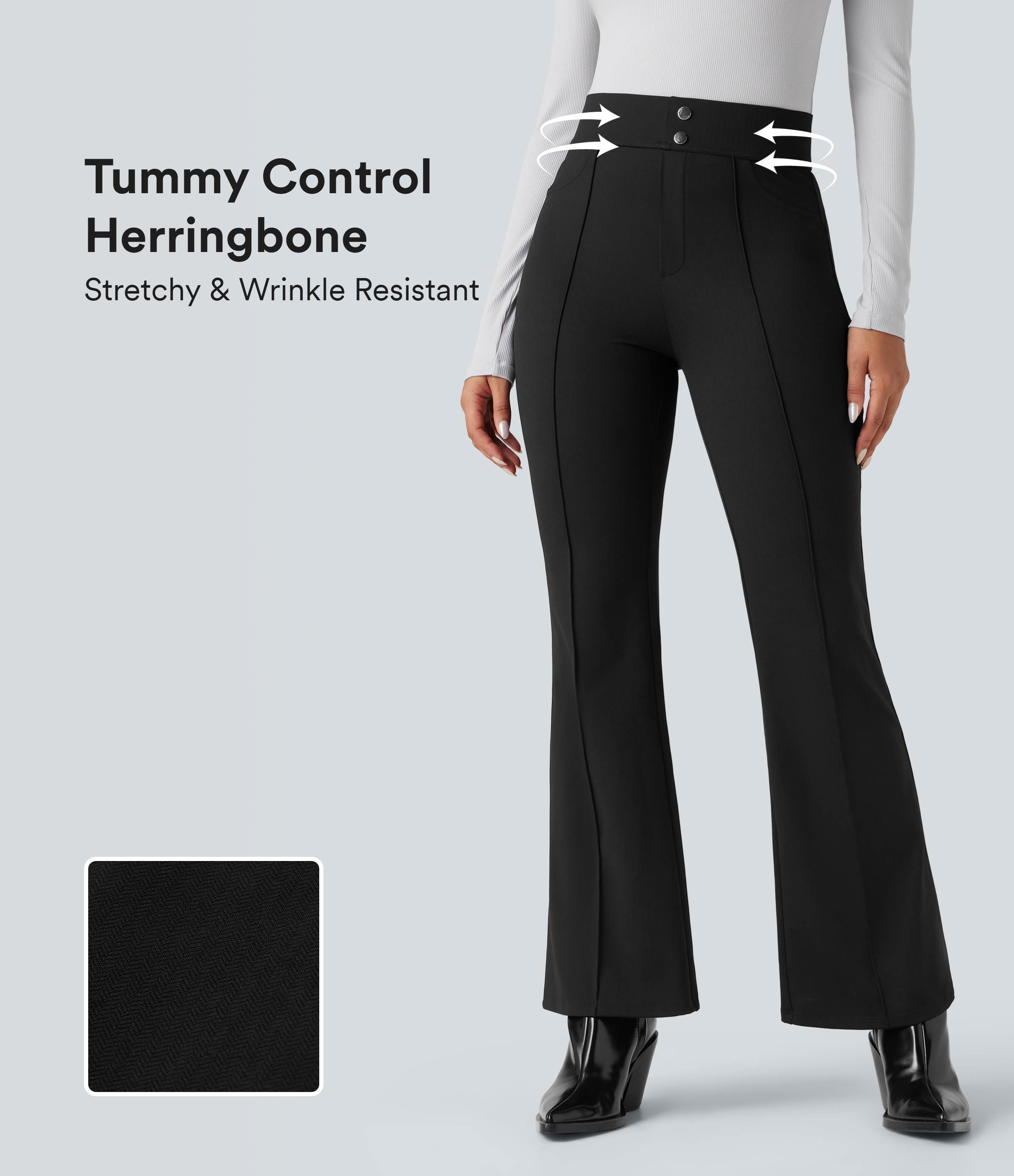 Halara Flex™ High Waisted Tummy Control Herringbone Suit Work Flare Pants with Pockets