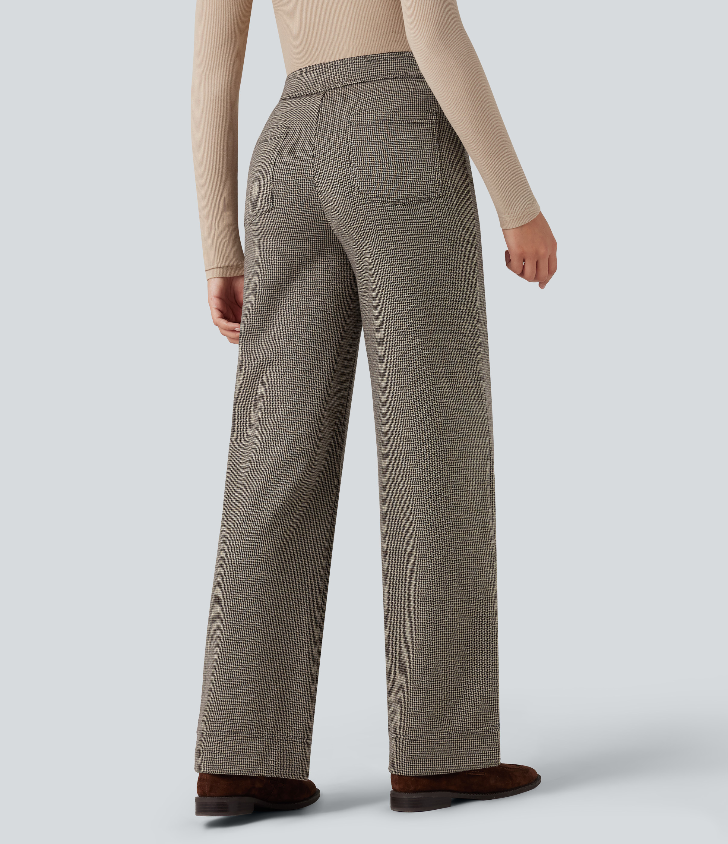 Urban Marl Halara Flex™ pantalones de trabajo de talle alto, corte recto, con estampado pata de gallo y bolsillos. / 2