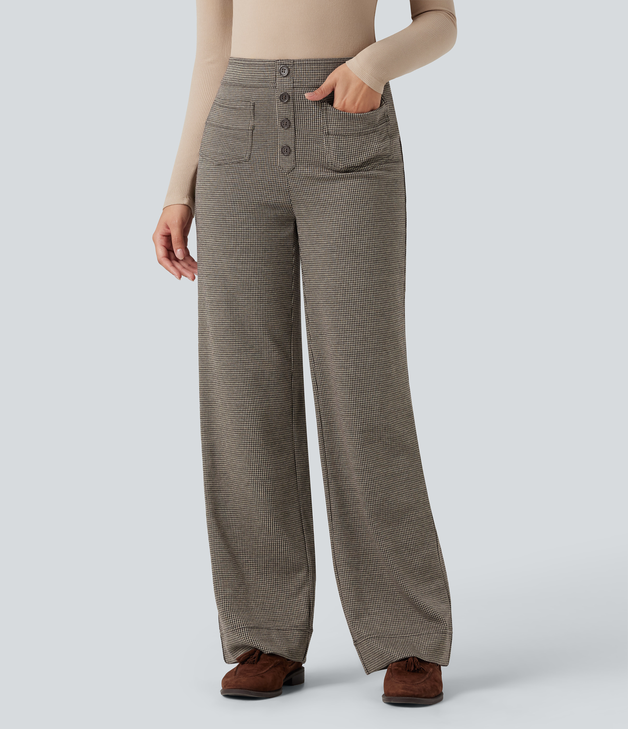 美品★アメリ★MEDI HOUNDSTOOTH STRAIGHT PANTS BONBOM×Ameri HOUNDSTOOTH STRAIGHT PANTS