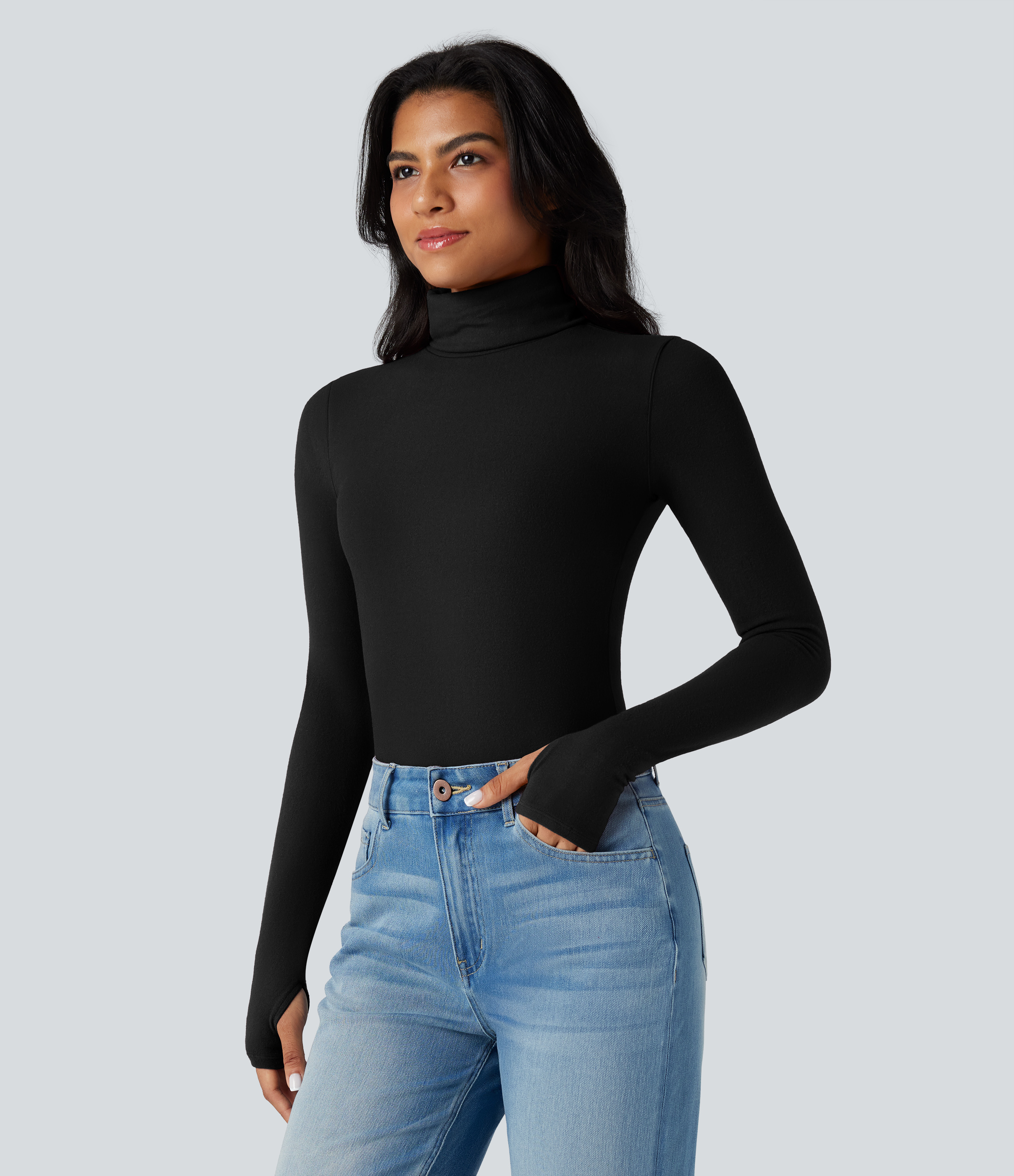 Halara HeatCore Turtleneck Long Sleeve Thumb Hole Casual Warming