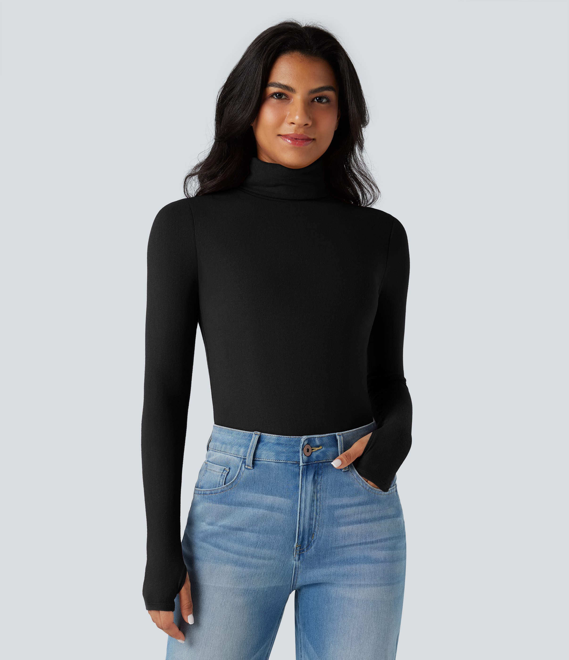 Halara HeatCore Turtleneck Long Sleeve Thumb Hole Casual Warming Top