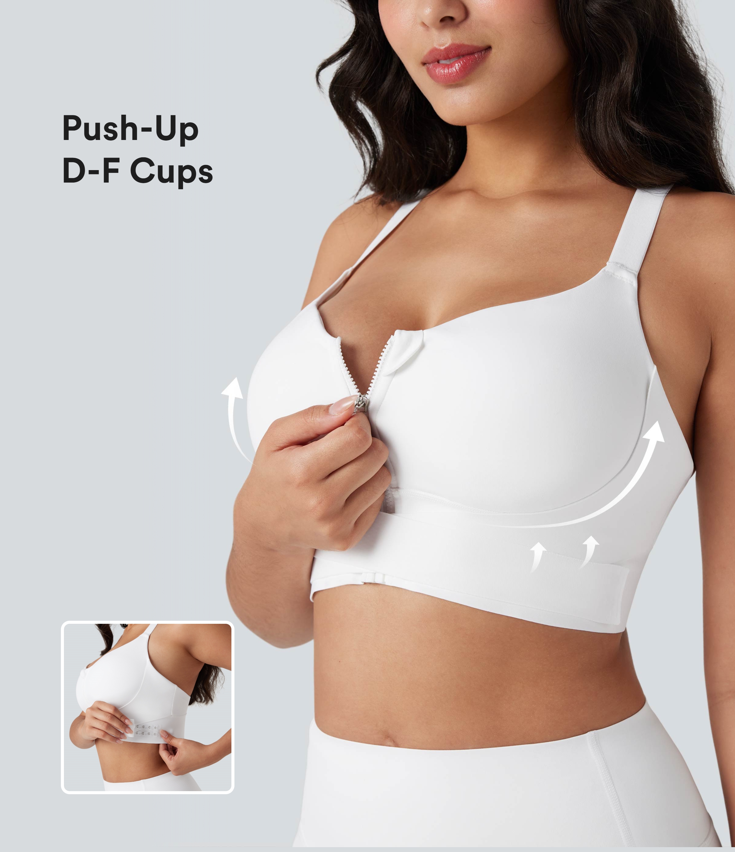 Brassière de sport SpeedWave™ maintien moyen push-up fermeture éclair boucle ajustable séchage rapide running bonnets D-F
